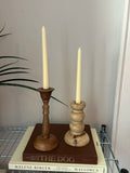 Mismatched Vintage Wooden Candlestick Holders (Pair with Taper Candles)