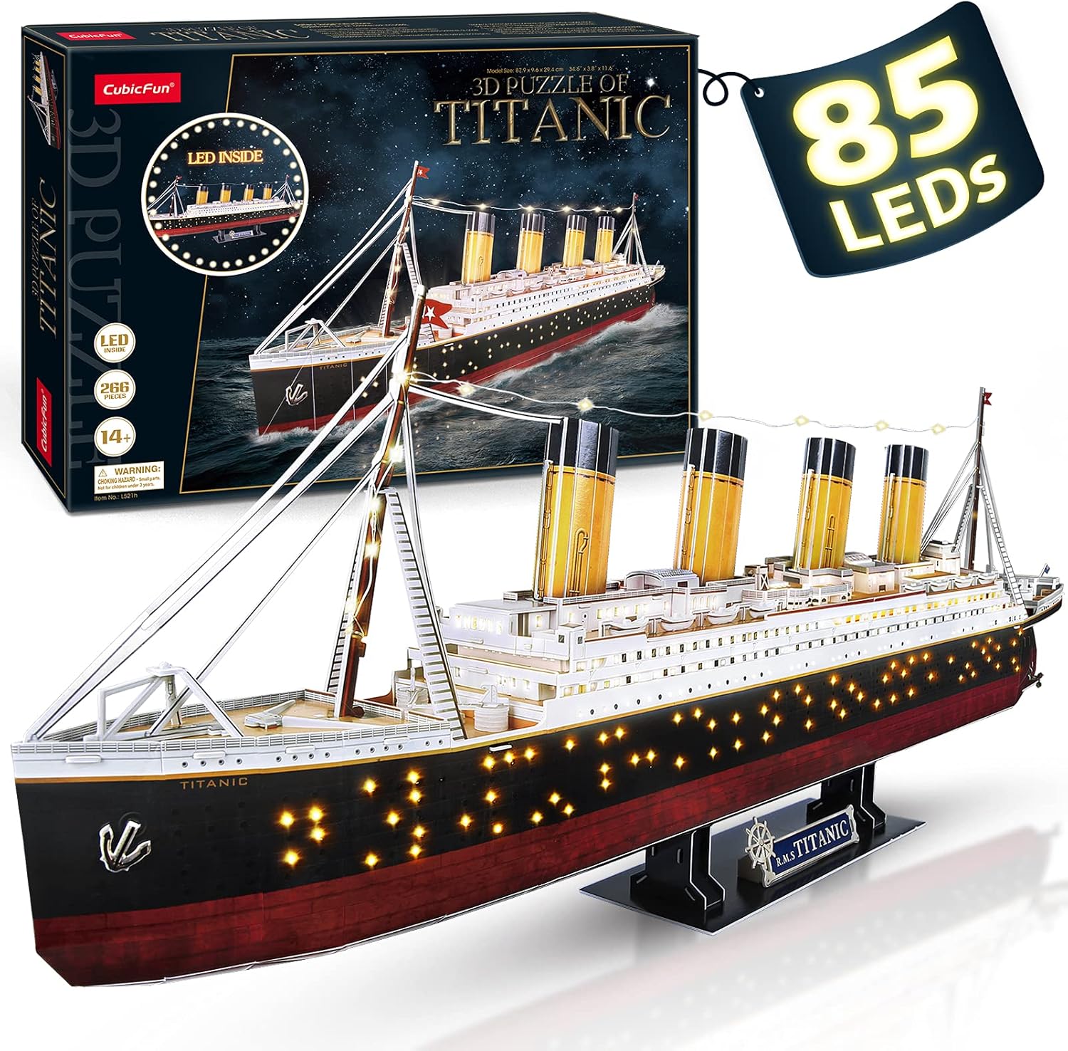 CubicFun Titanic 3D LED Puzzles for Adults 88 CM 266 Piece
