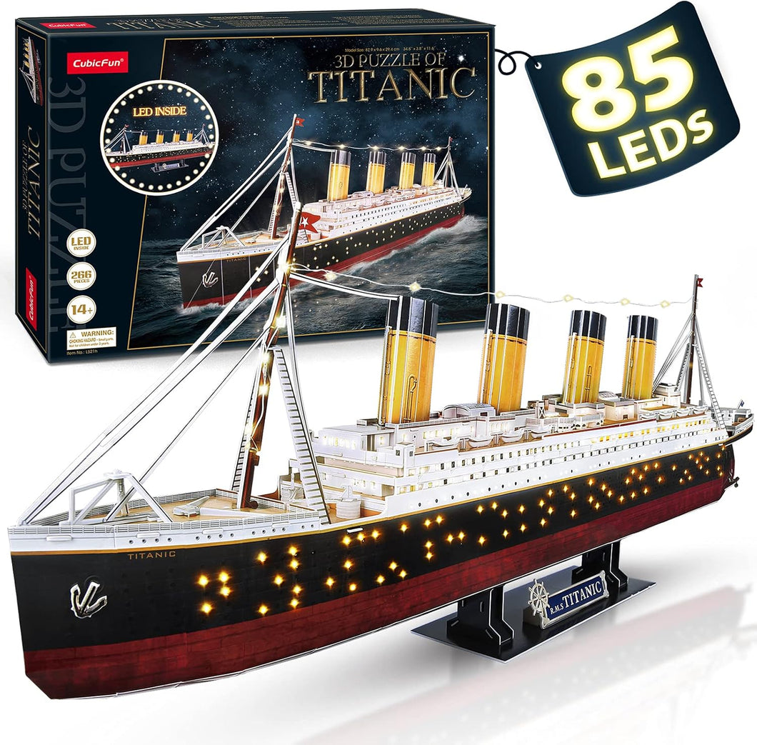 CubicFun Titanic 3D LED Puzzles for Adults 88 CM 266 Piece