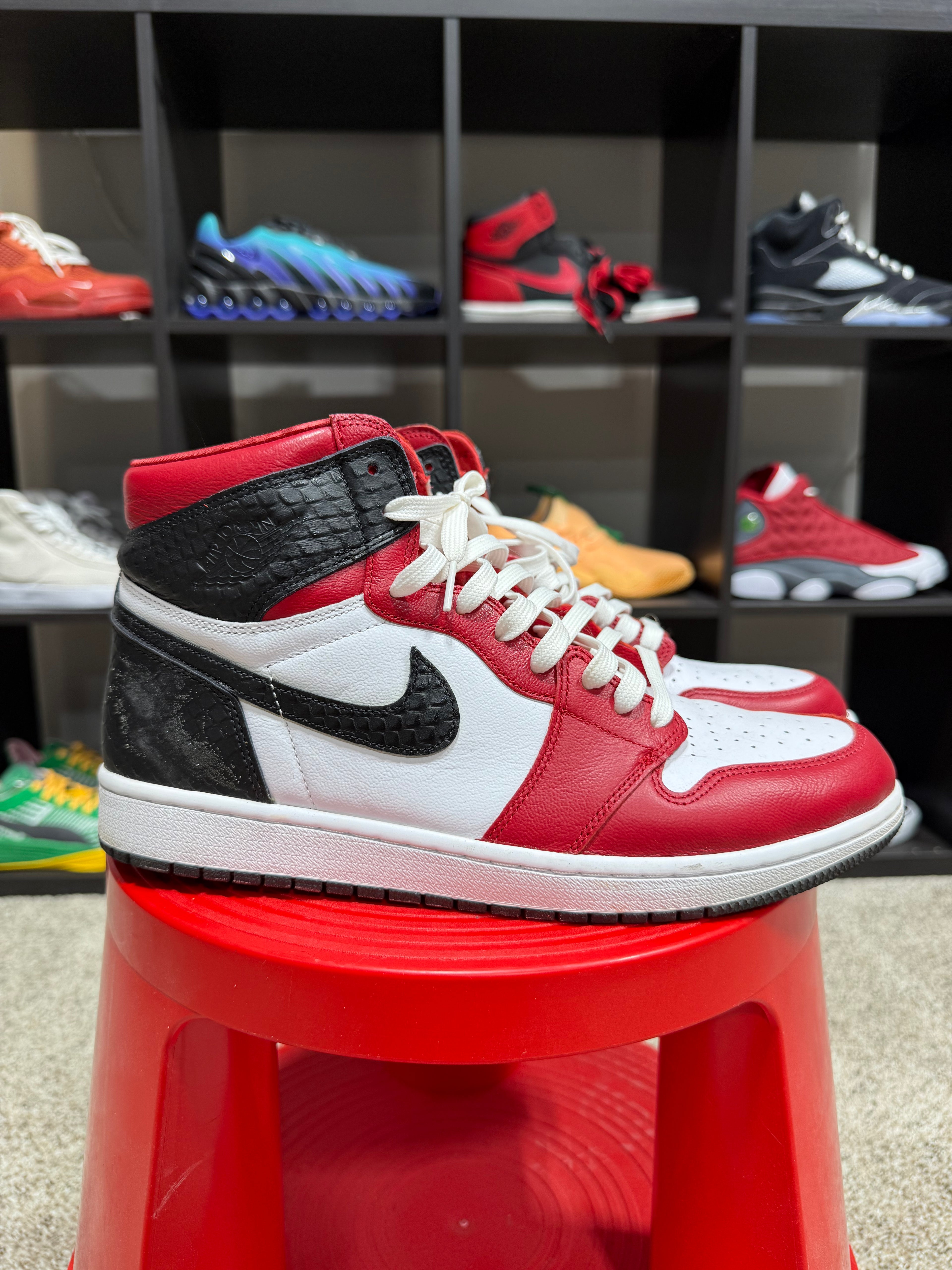 Jordan 1 High Red/Black Snakeskin Sz 10.5M / W12 NO BOX