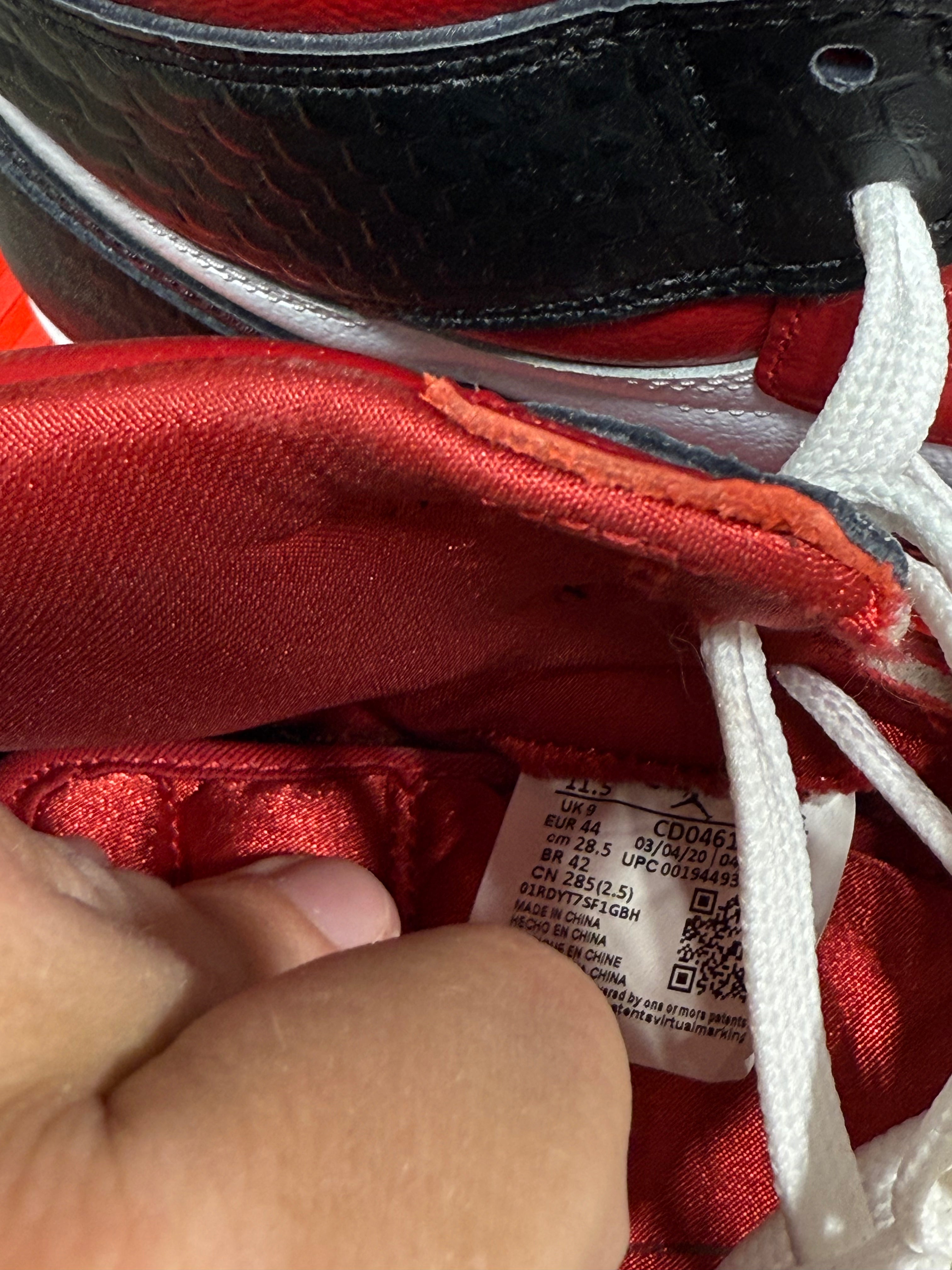 Jordan 1 High Red/Black Snakeskin Sz 10.5M / W12 NO BOX