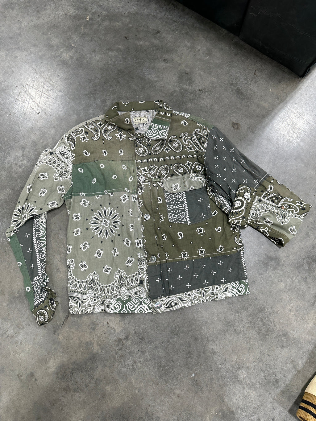 Kapital Green Paisley Button Shirt Size S/M