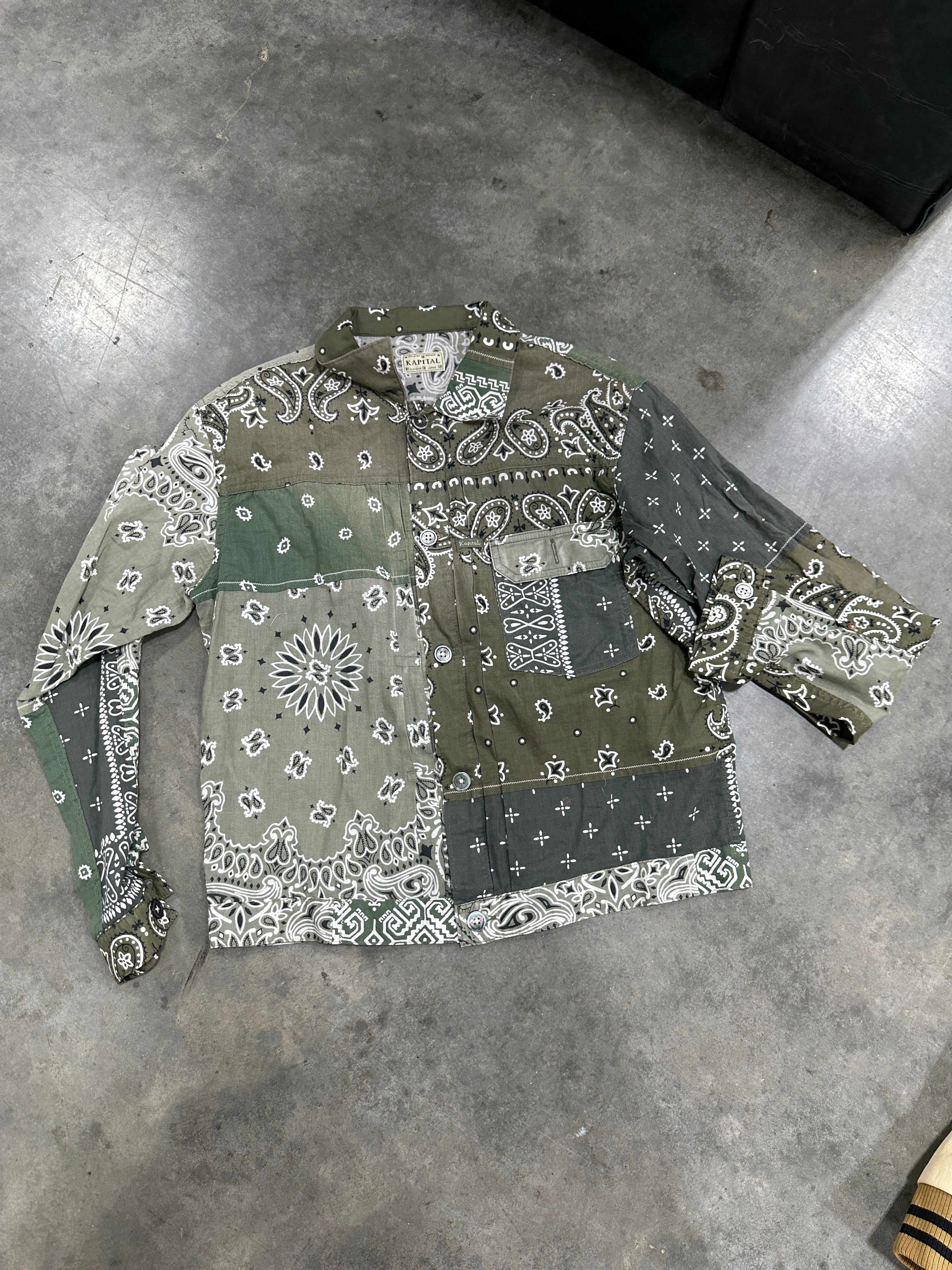 Kapital Green Paisley Button Shirt Size S/M