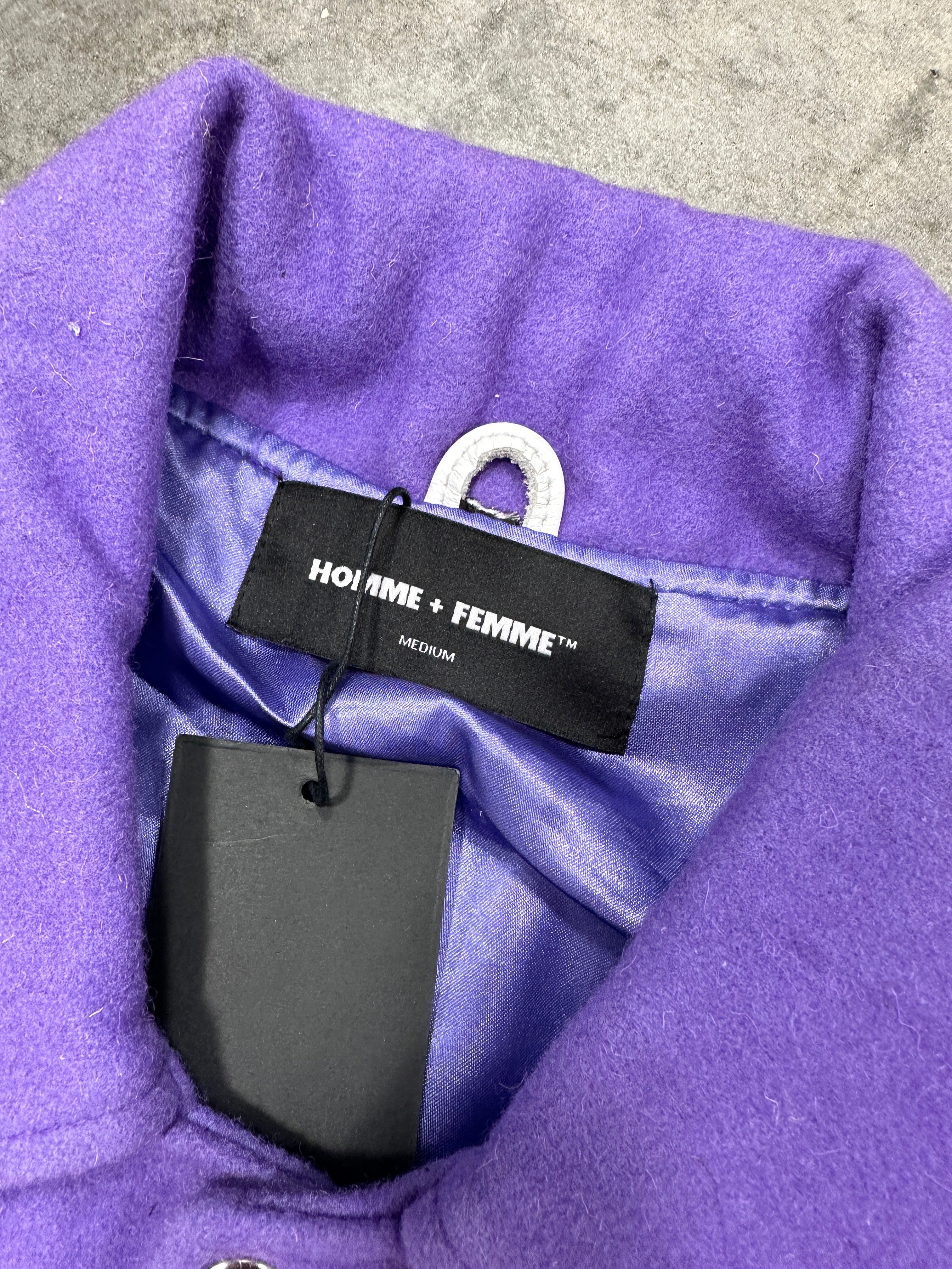 Homme Femme Purple Varsity Jacket Sz M