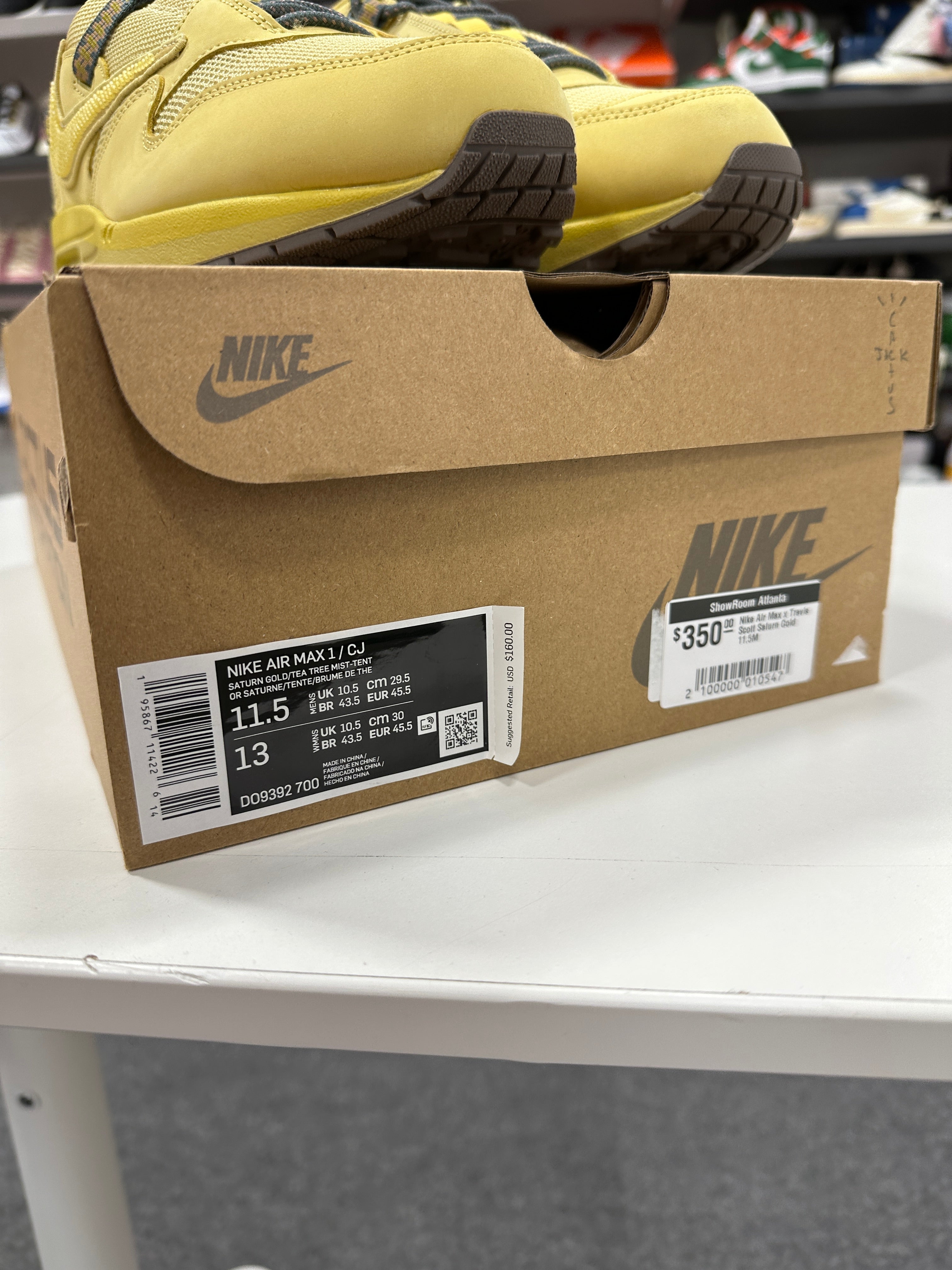 Nike Air Max 1 Travis Scott Cactus Jack Saturn Gold Sz 11.5