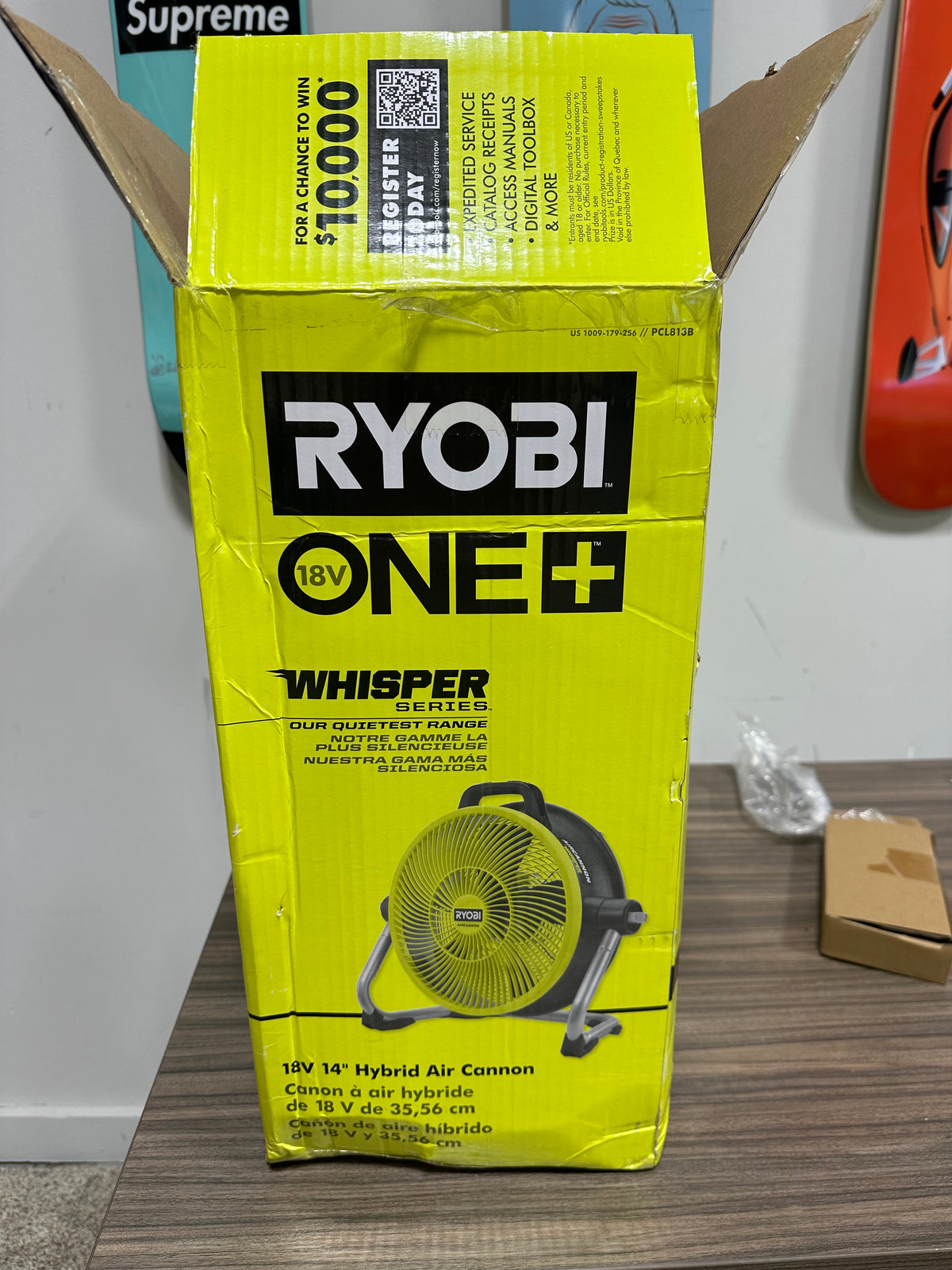 RYOBI ONE+ 18V Hybrid WHISPER SERIES 14-inch Air Cannon Fan (Model PCL813B)