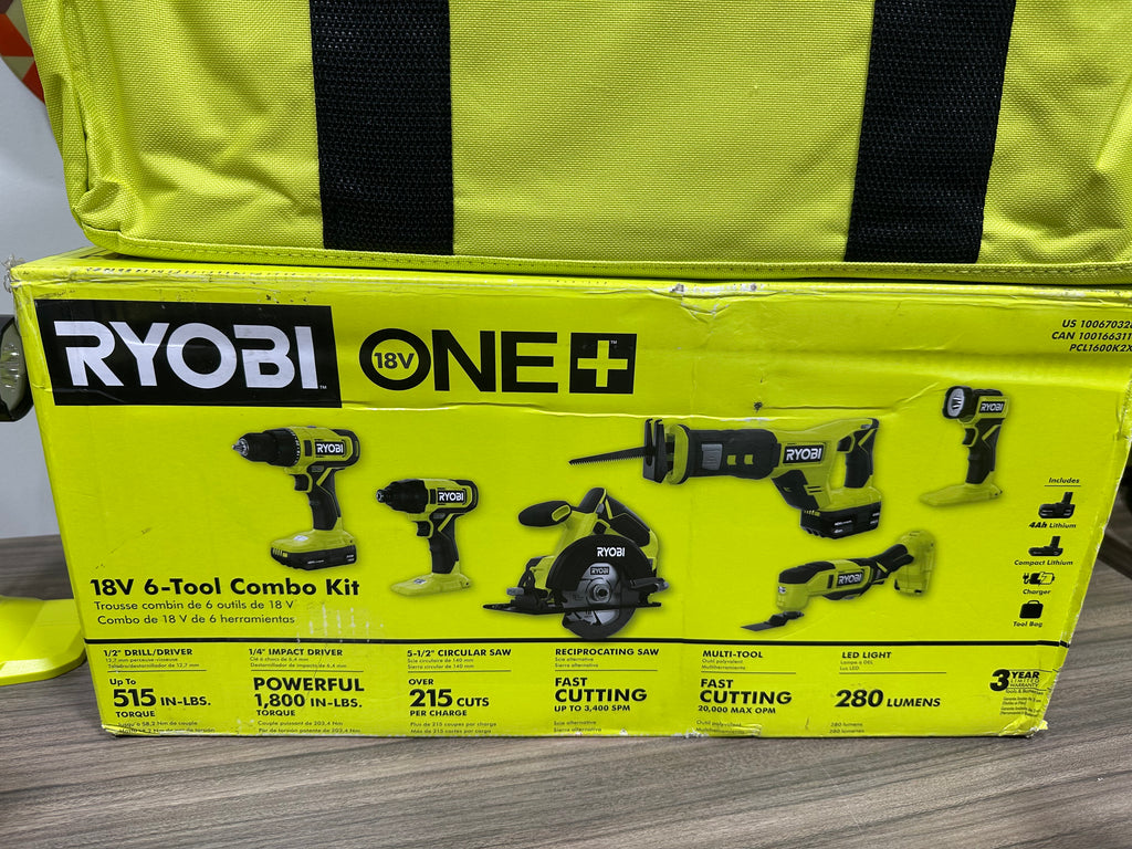 RYOBI ONE+ 18V Lithium-Ion 6-Tool Combo Kit (Model PCL1600K2X)