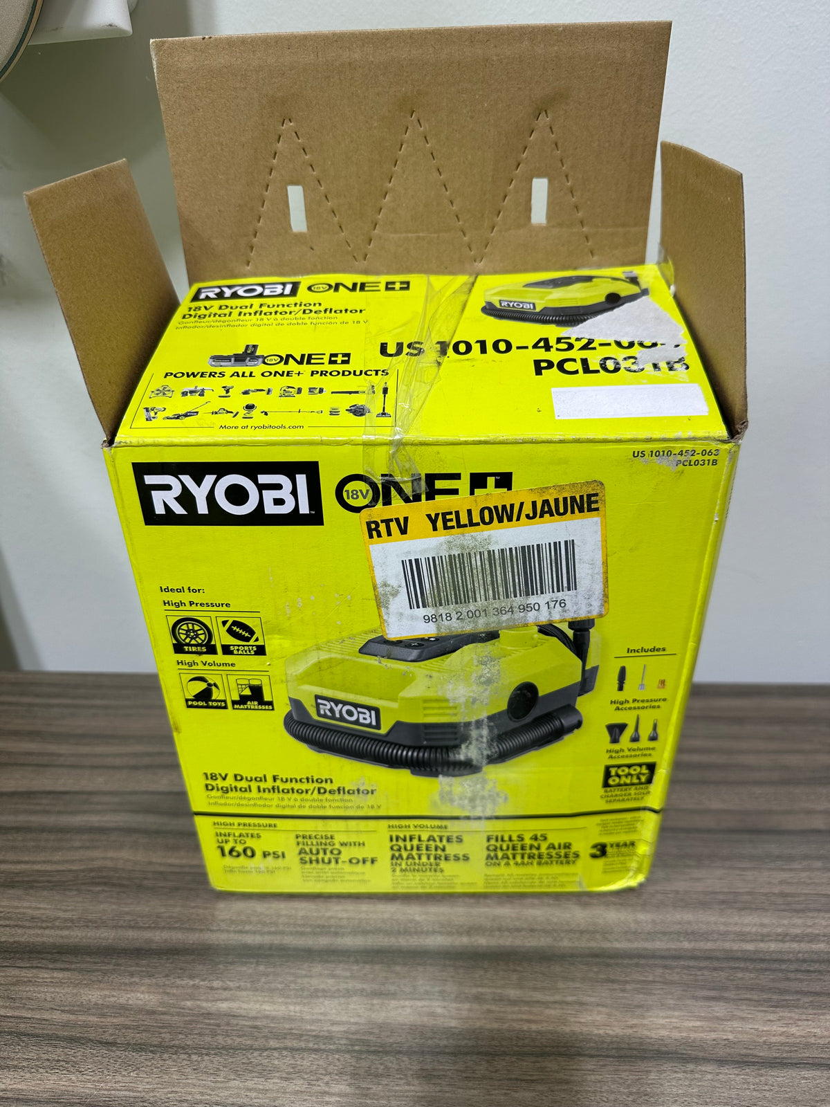 RYOBI ONE+ 18V Dual Function Digital Inflator/Deflator (Model PCL031B)