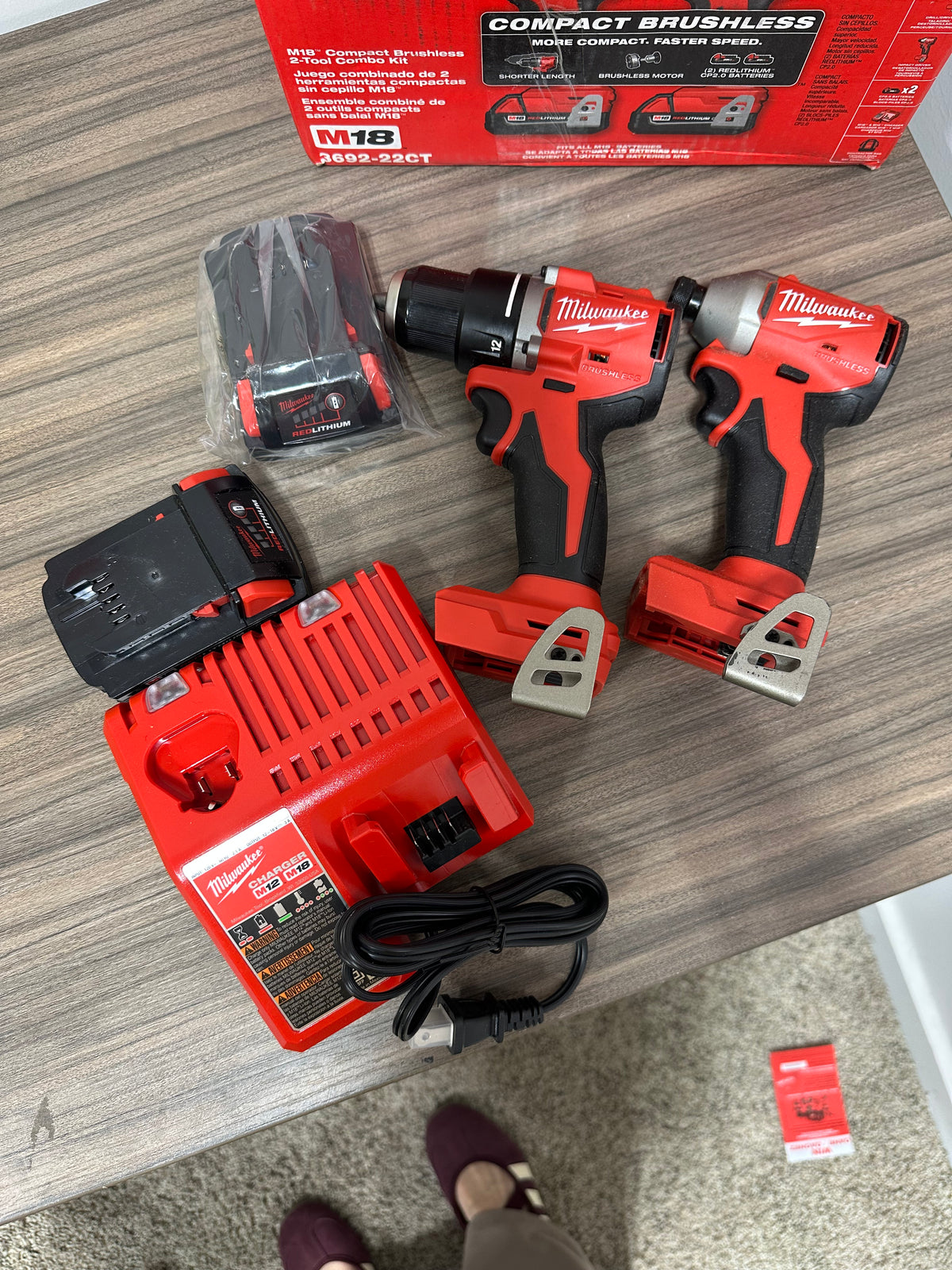 Milwaukee M18 18V Lithium-Ion Cordless Compact Brushless 2-Tool Combo Kit (Model 3692-22CT)
