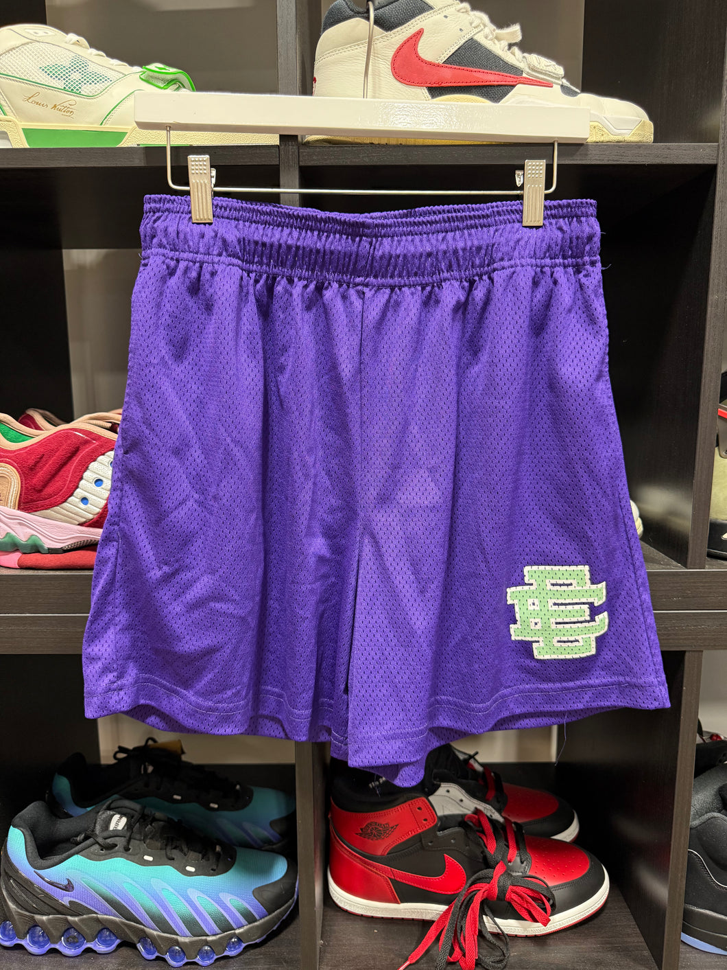 Eric Emanuel Shorts Purple/Lime Green Sz XL