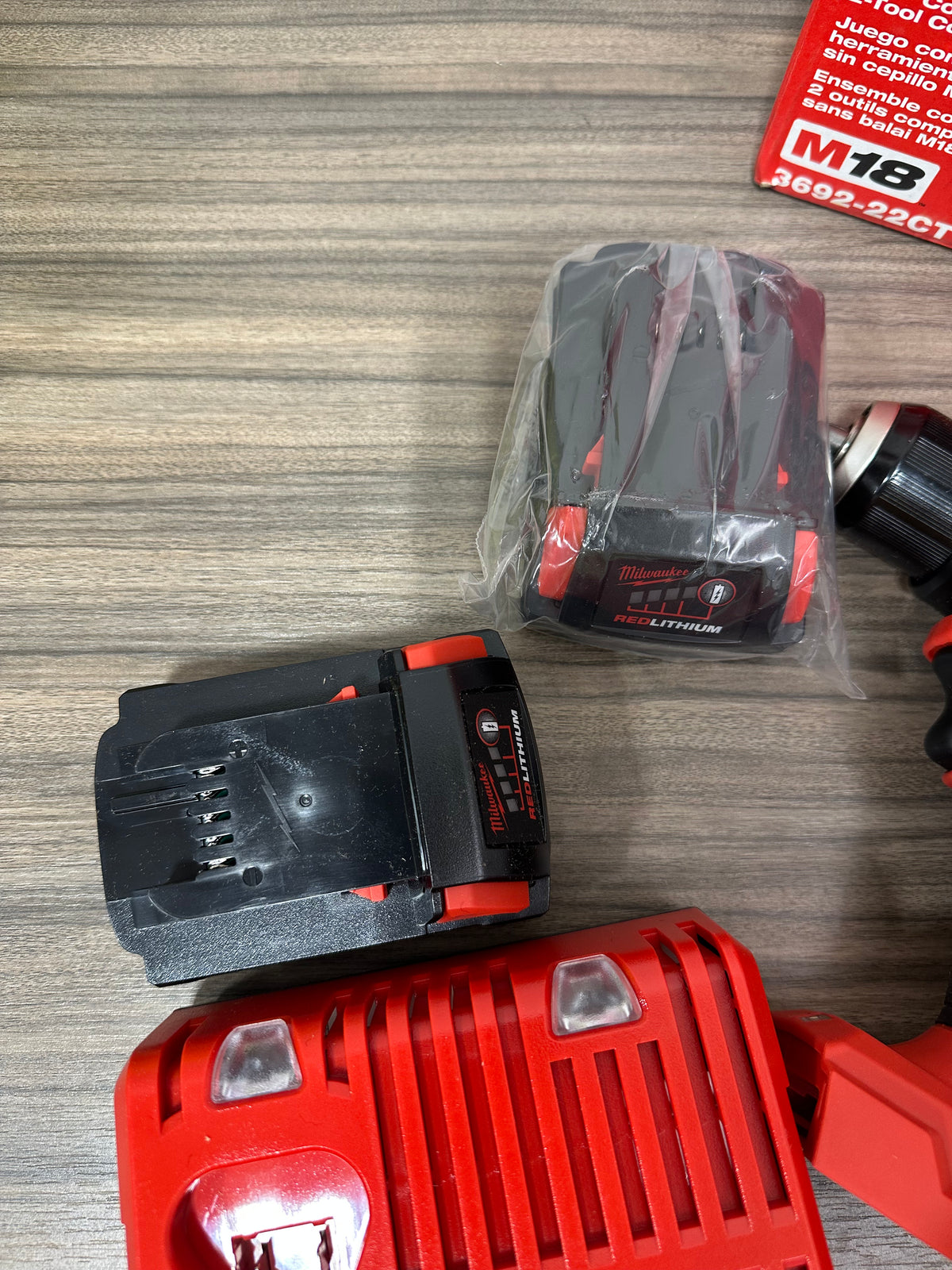 Milwaukee M18 18V Lithium-Ion Cordless Compact Brushless 2-Tool Combo Kit (Model 3692-22CT)