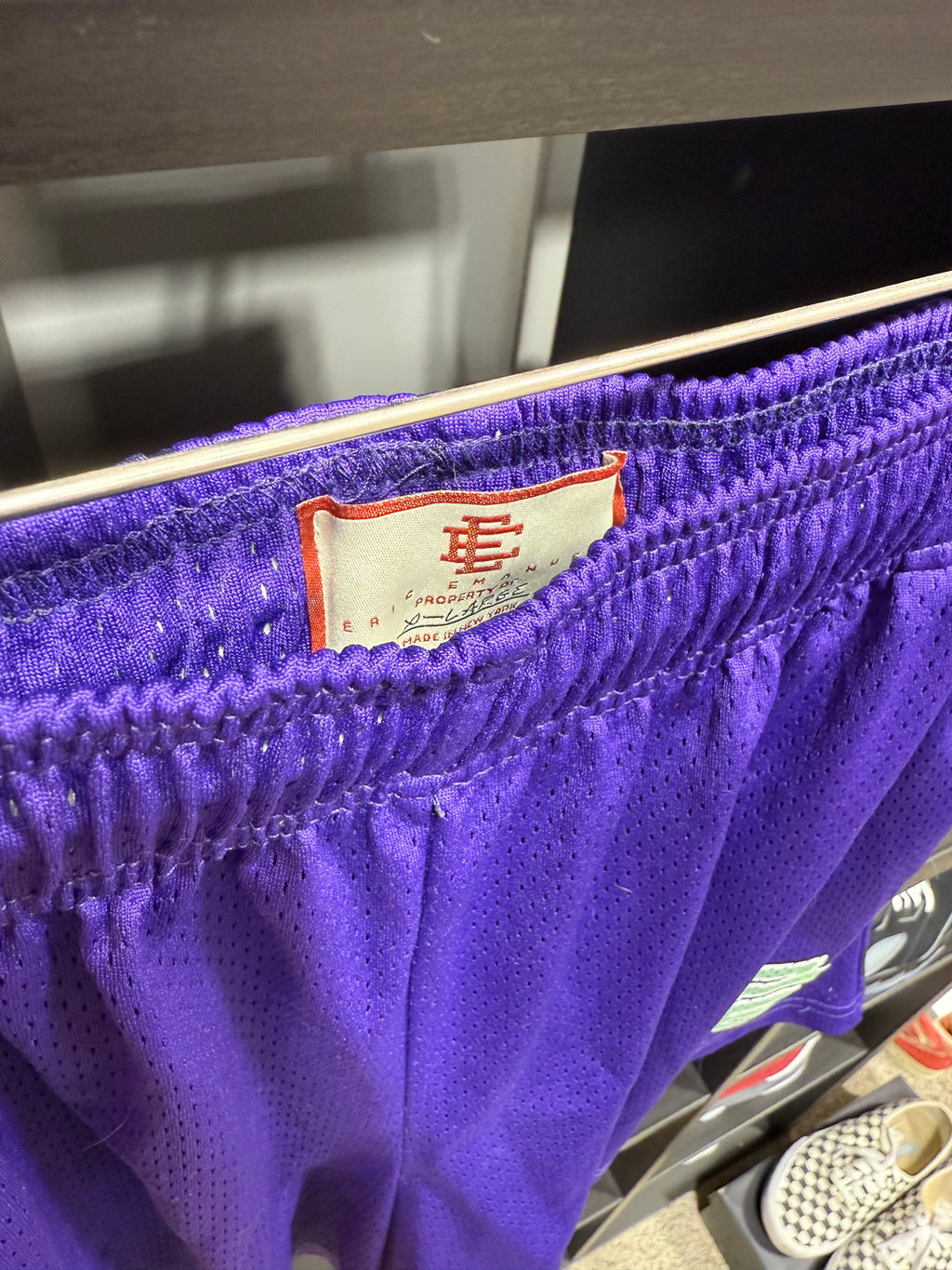 Eric Emanuel Shorts Purple/Lime Green Sz XL