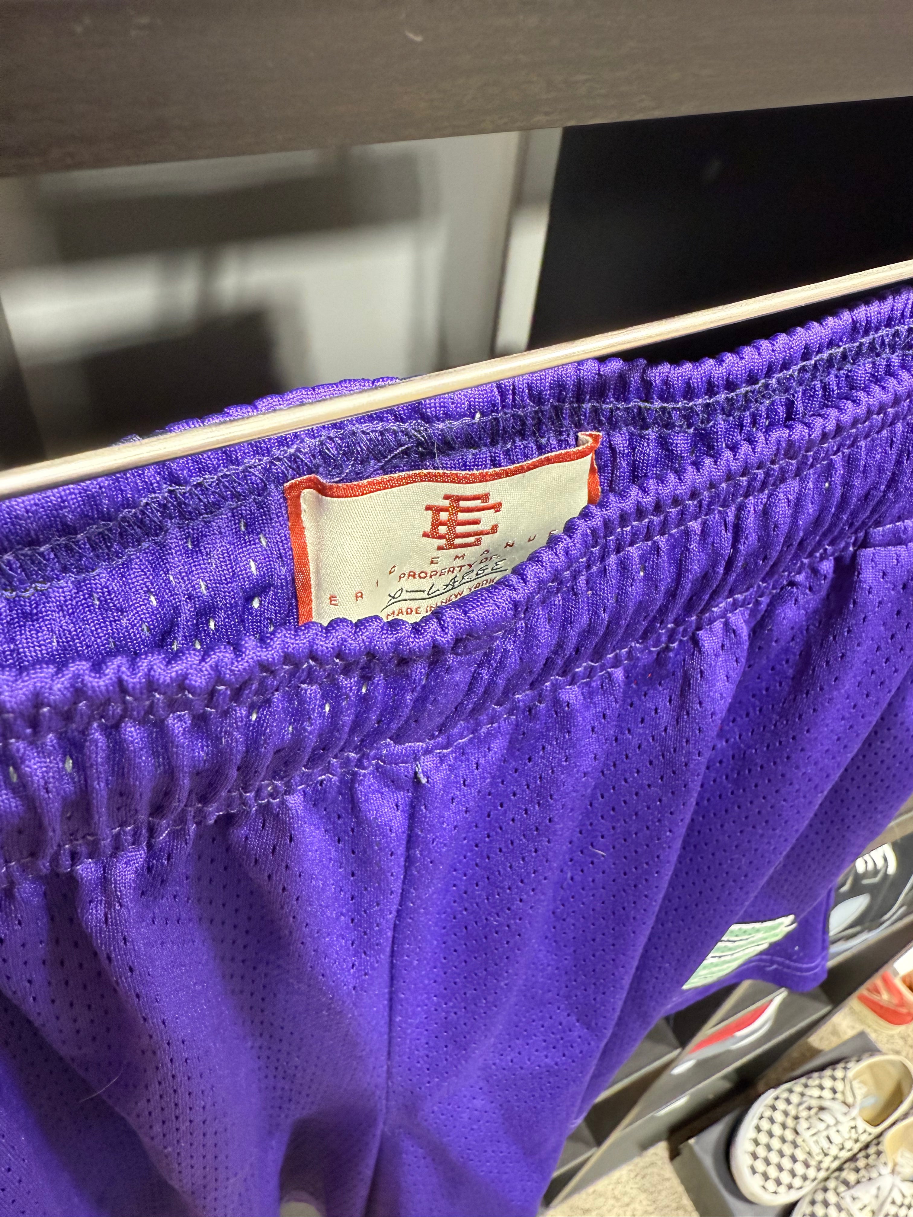 Eric Emanuel Shorts Purple/Lime Green Sz XL