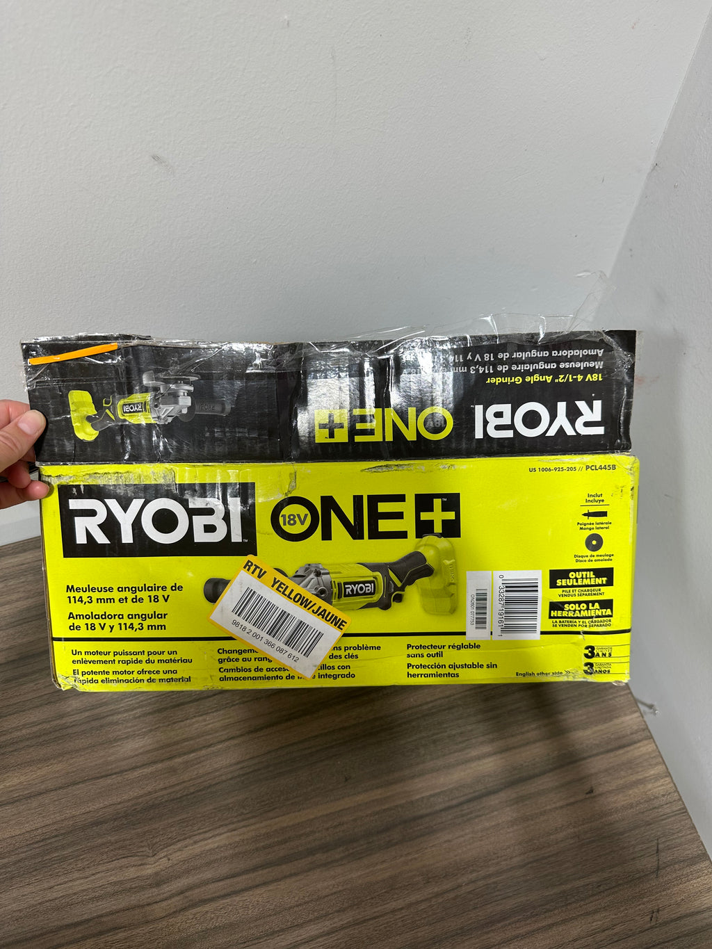 RYOBI ONE+ 18V Cordless 4-1/2 inch Angle Grinder (Model PCL445B)