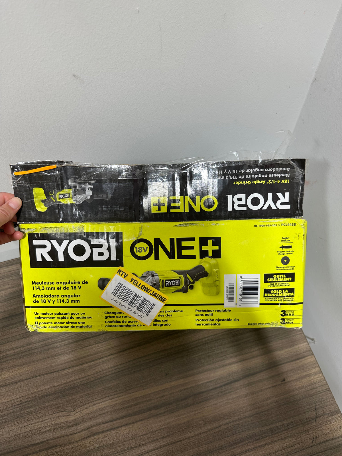 RYOBI ONE+ 18V Cordless 4-1/2 inch Angle Grinder (Model PCL445B)