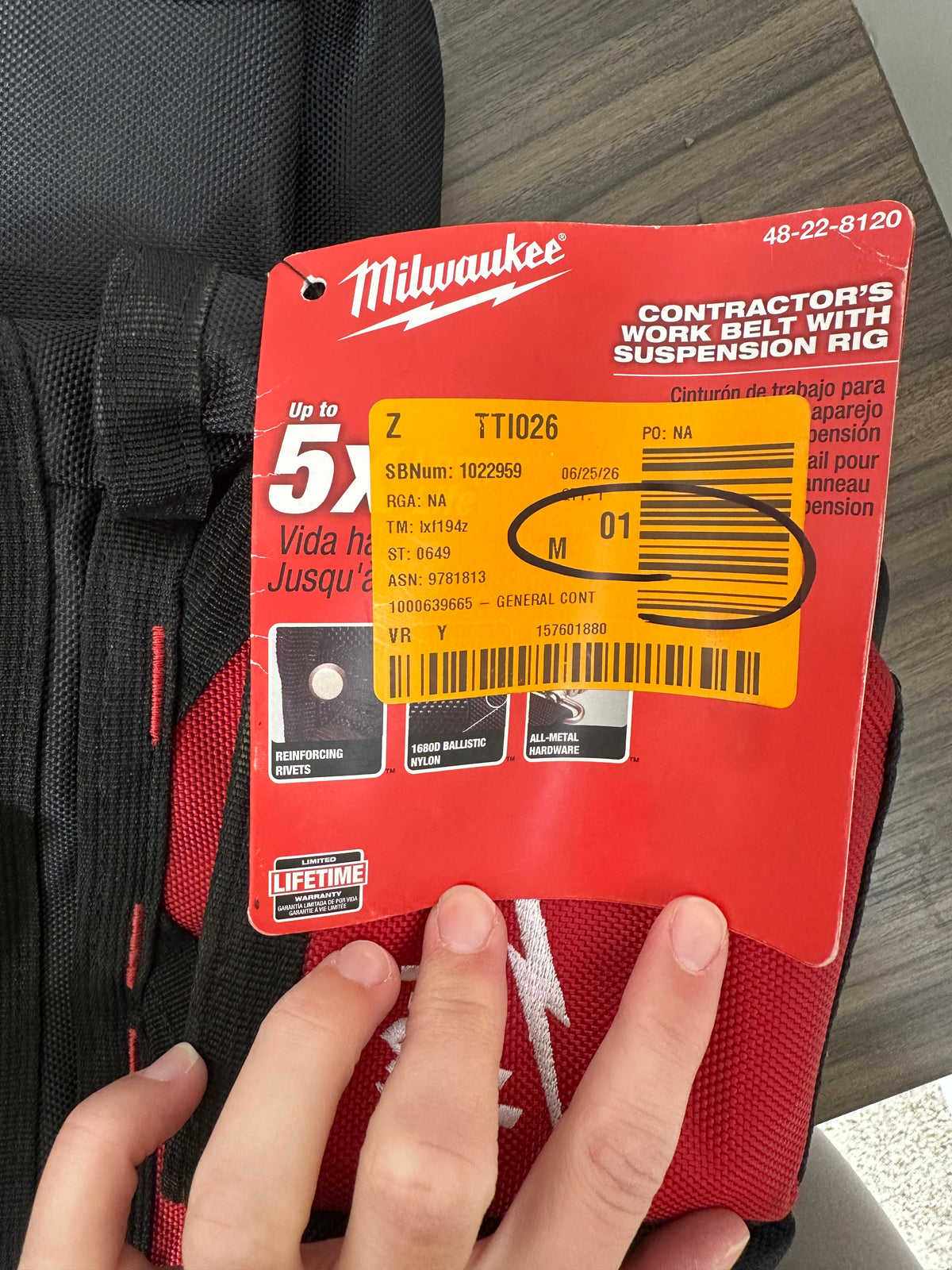 NEW Milwaukee Contractor Tool Belt (Model 48-22-8120) Missing Shoulder Strap