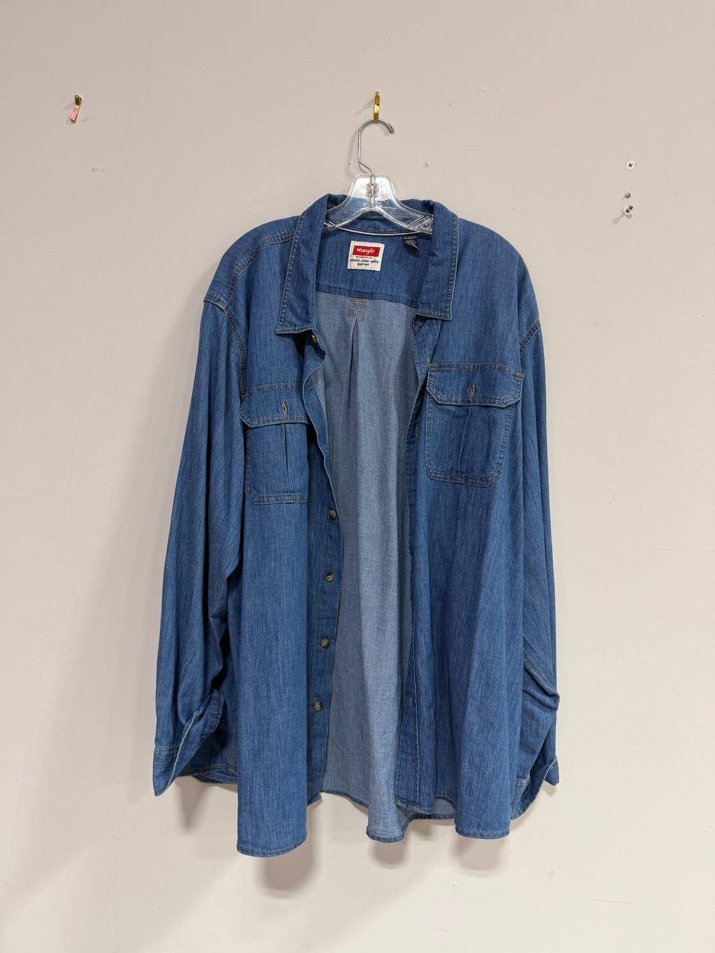 Wrangler long-sleeve blue denim button-up shirt sz 3XL