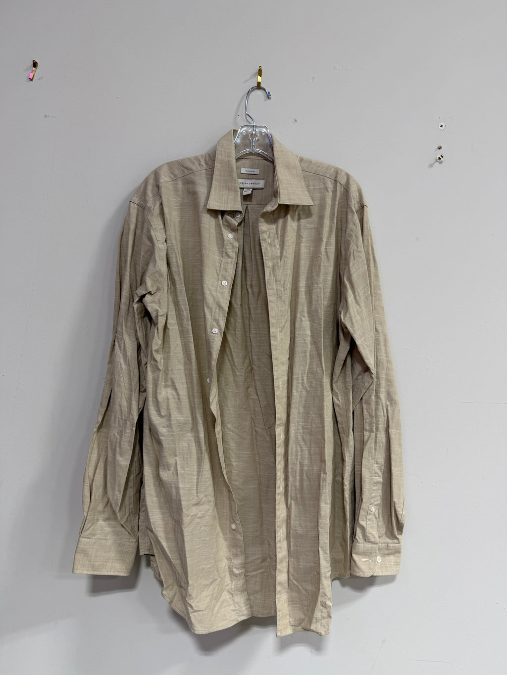 Joseph Abboud tan long-sleeve button-up shirt men's sz 36/37