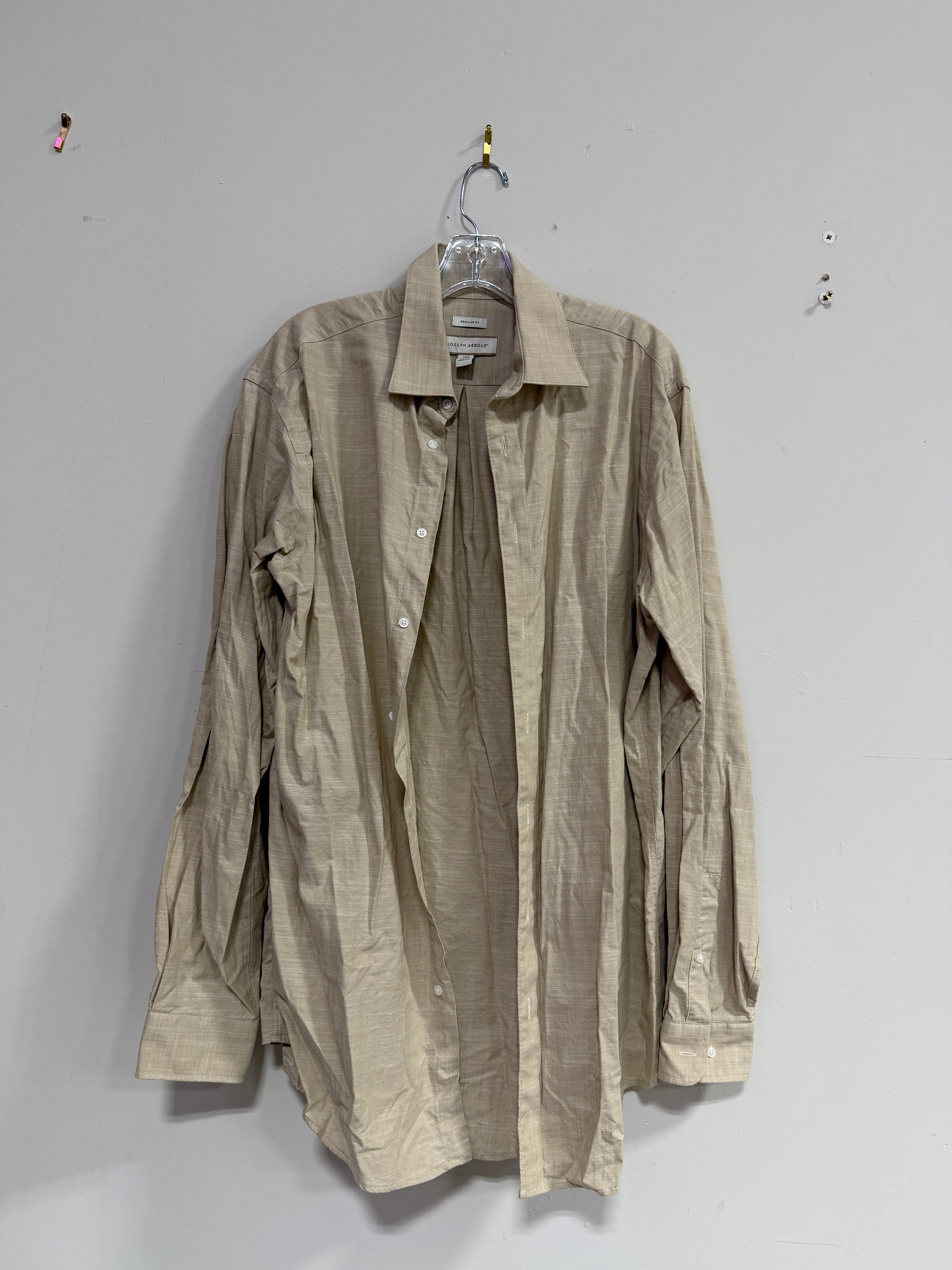 Joseph Abboud tan long-sleeve button-up shirt men's sz 36/37