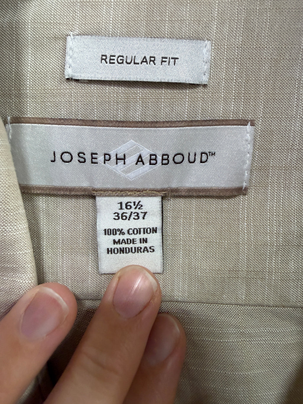 Joseph Abboud tan long-sleeve button-up shirt men's sz 36/37