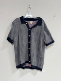 J.Crew cotton jacquard short-sleeve sweater-polo sz L