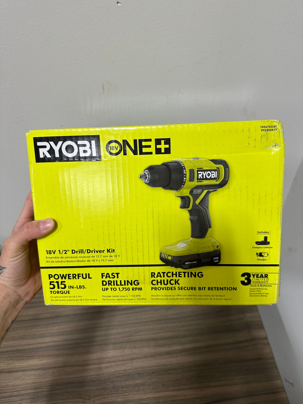 RYOBI ONE+ 18V Lithium-Ion 1/2-inch Drill/Driver Kit (Model PCL206K1X)