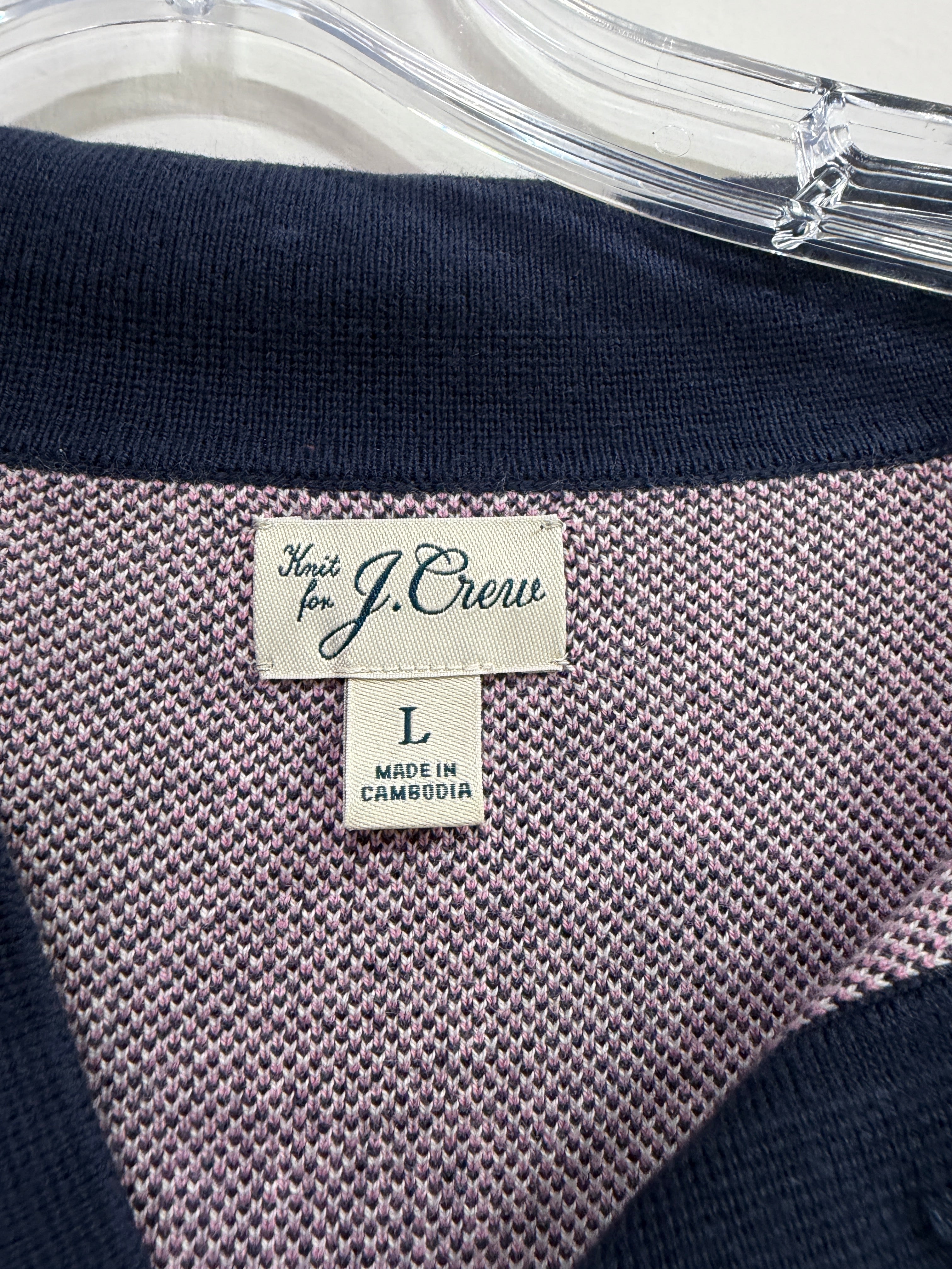 J.Crew cotton jacquard short-sleeve sweater-polo sz L