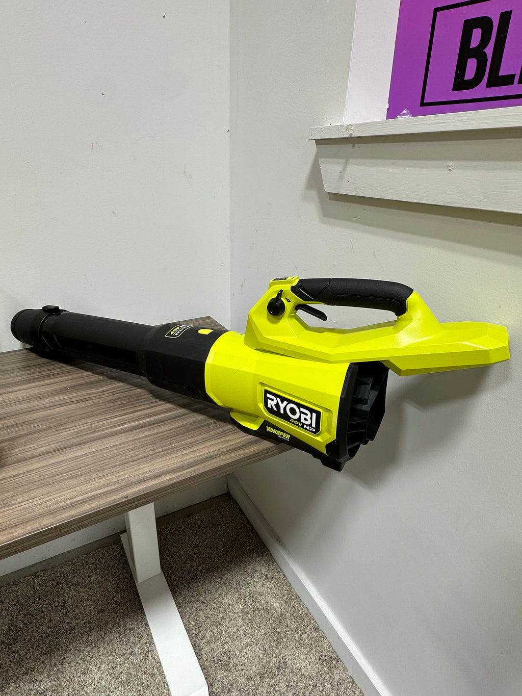NO BATTERY RYOBI 40V HP Brushless WHISPER SERIES Cordless Jet Fan Leaf Blower Kit (READ - Battery For Parts)
