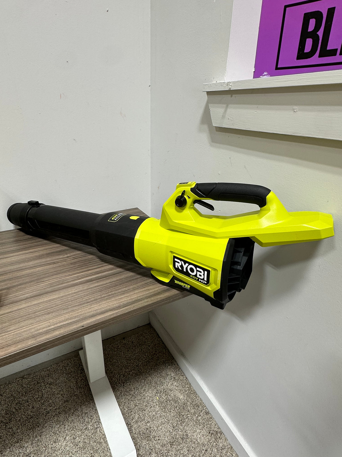 NO BATTERY RYOBI 40V HP Brushless WHISPER SERIES Cordless Jet Fan Leaf Blower Kit (READ - Battery For Parts)