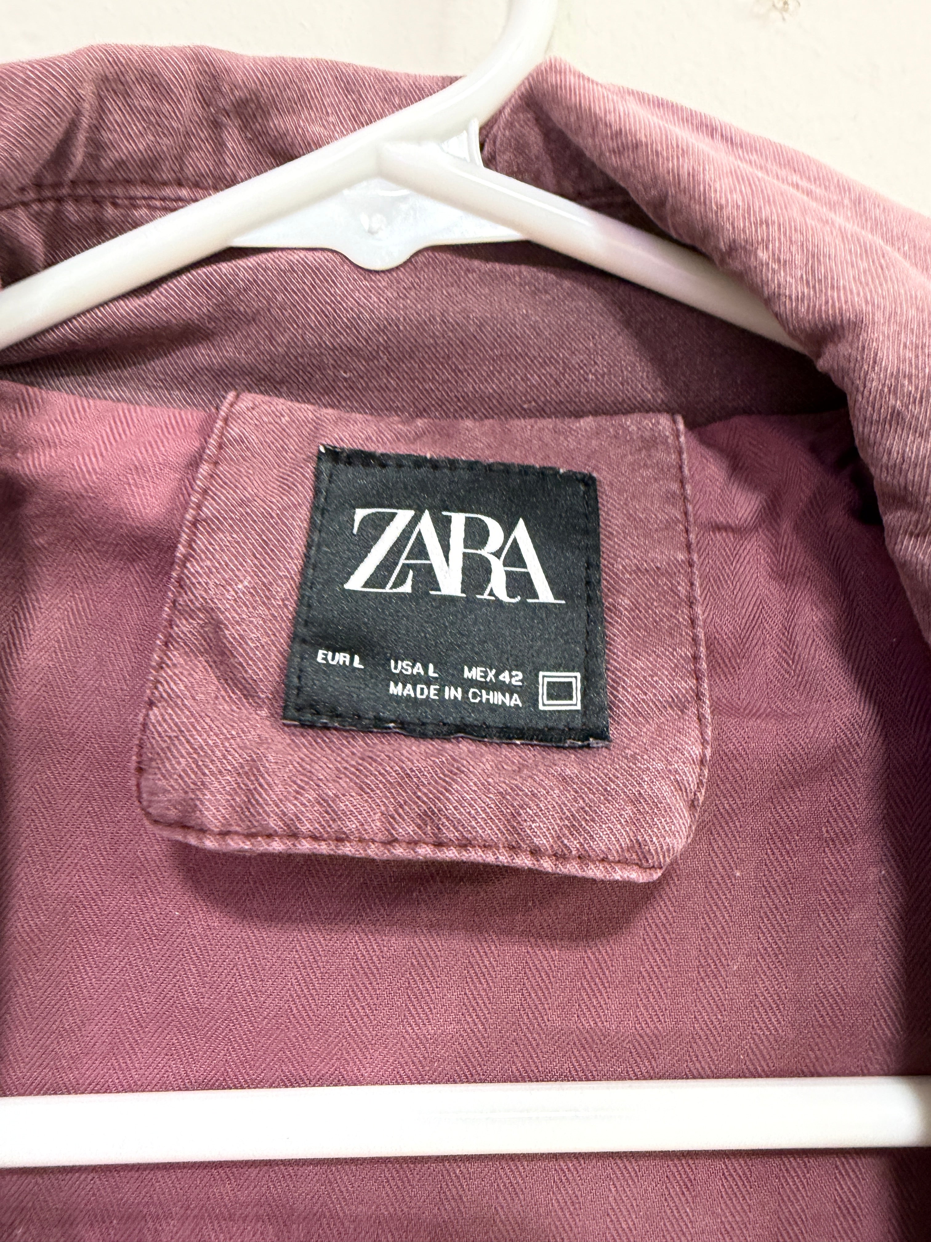 Zara plum-purple zip-up collared utility jacket sz L