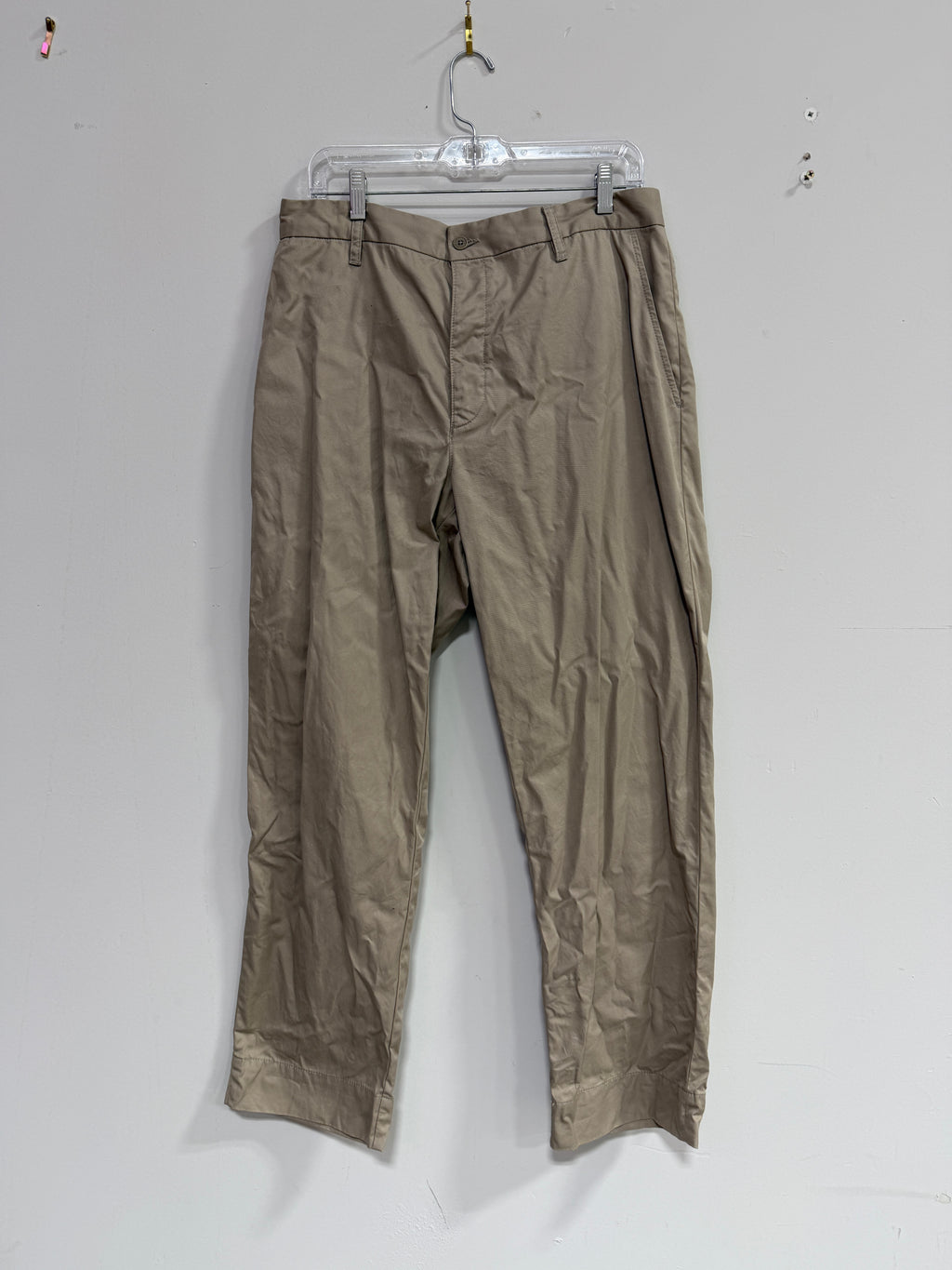 Zara Origins beige trousers feature a minimalist woven men's Sz 34