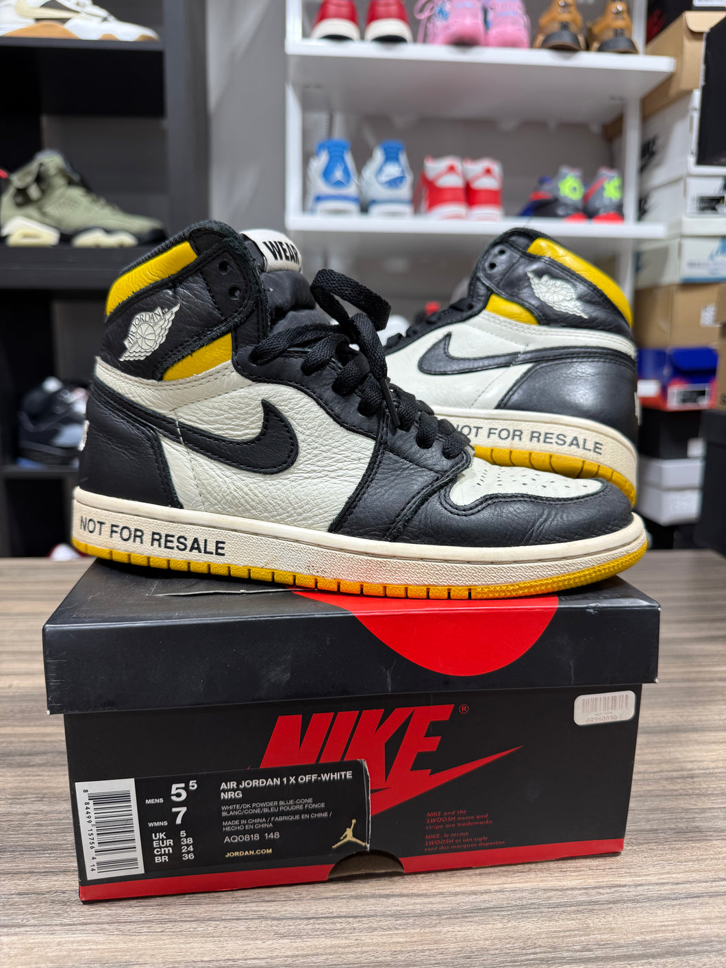 Jordan 1 High Not For Resale Yellow Sz 5.5 Rep Box