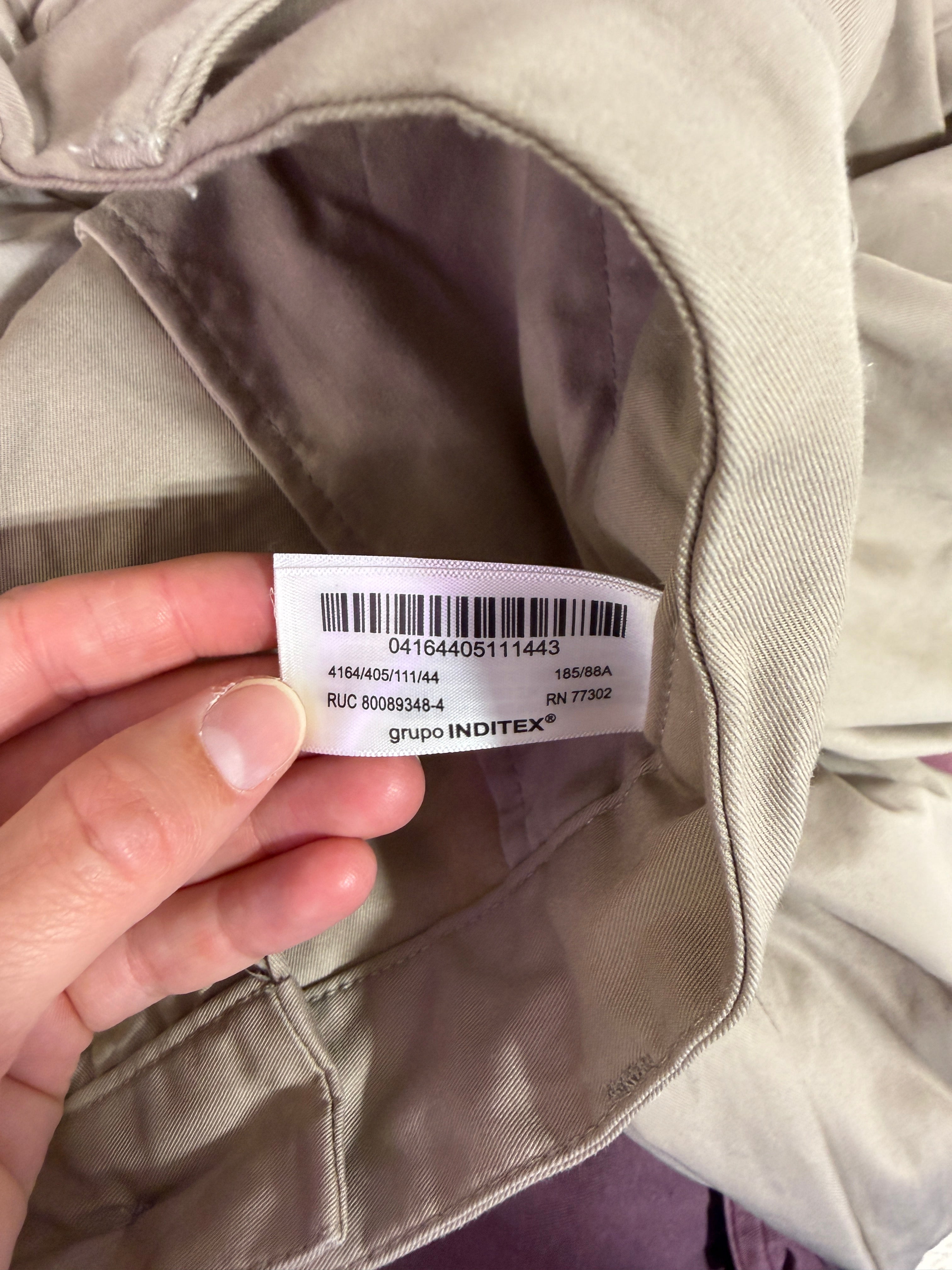 Zara Origins beige trousers feature a minimalist woven men's Sz 34