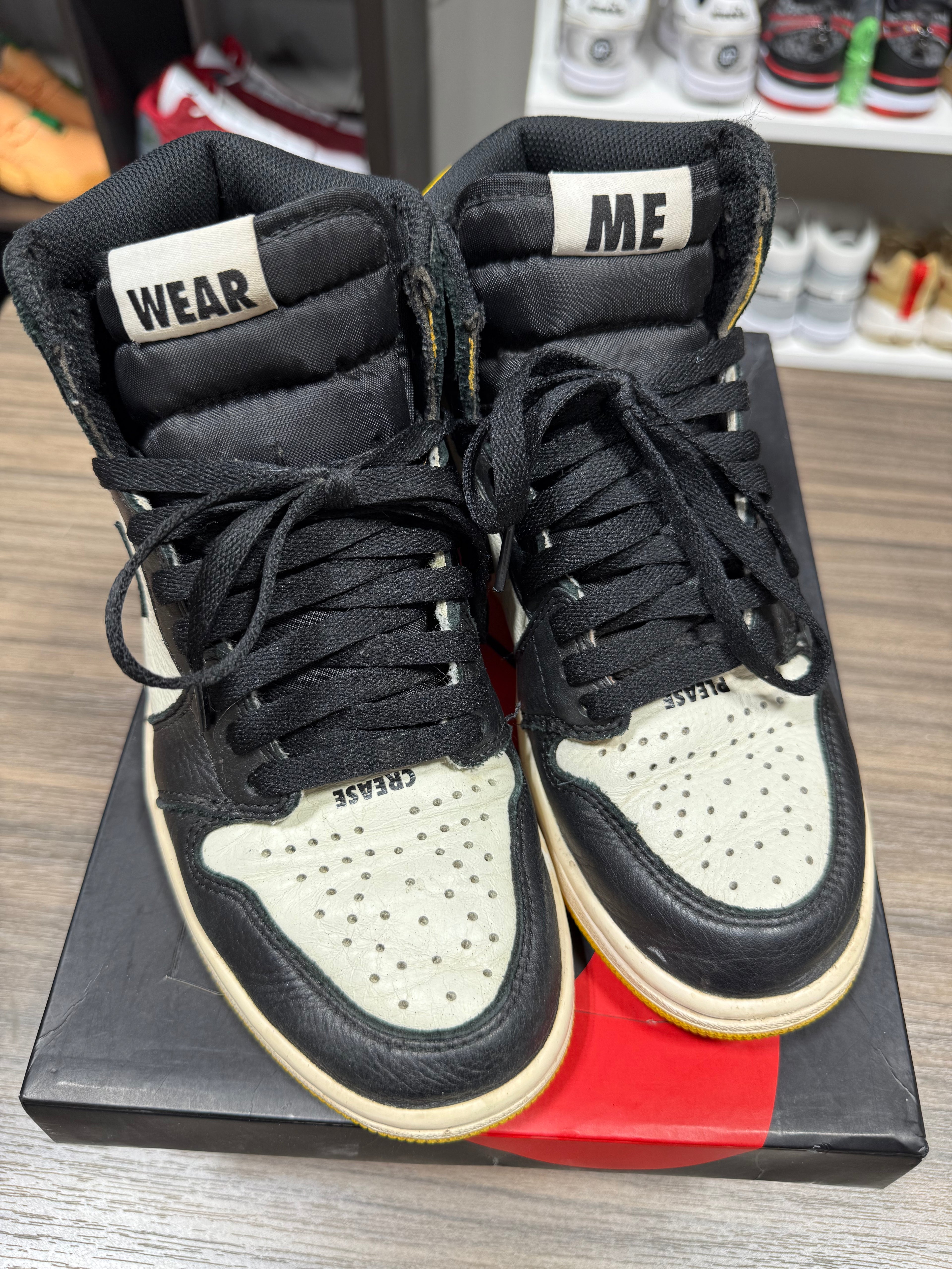 Jordan 1 High Not For Resale Yellow Sz 5.5 Rep Box