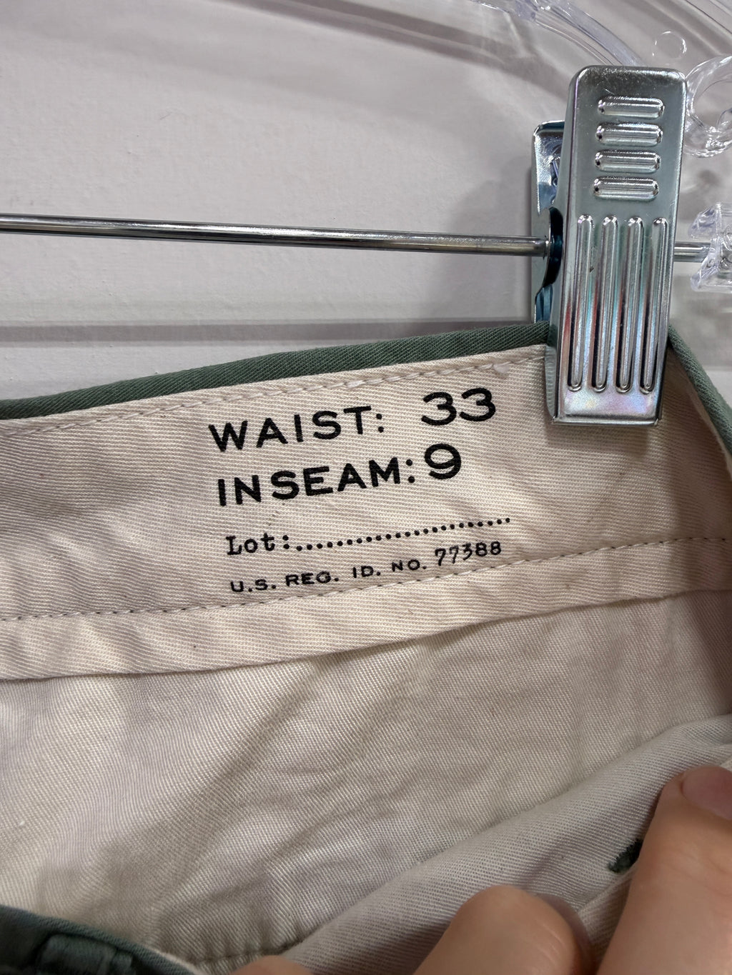 J.Crew cotton chino shorts men's sz 33-inch waist and 9-inch inseam
