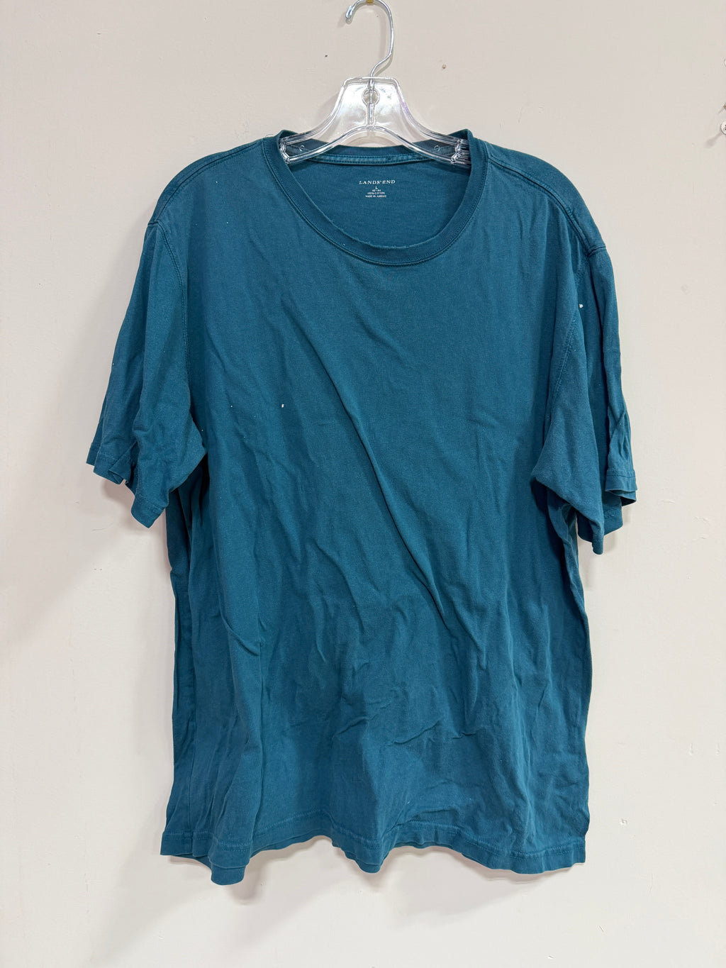 Lands' End teal blue short sleeve crew neck cotton t-shirt sz L