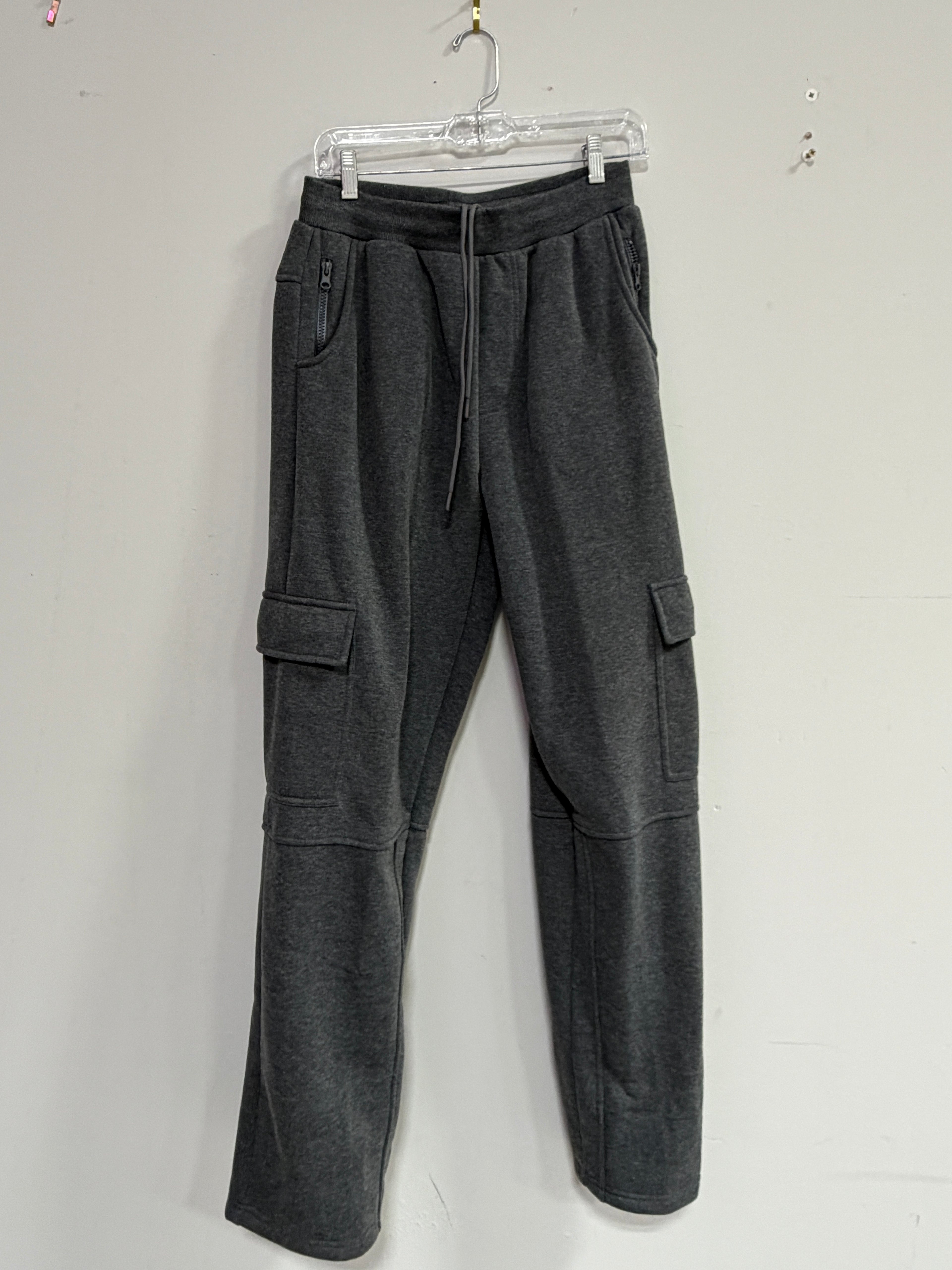Linea Uomo charcoal grey fleece cargo sweatpants sz M