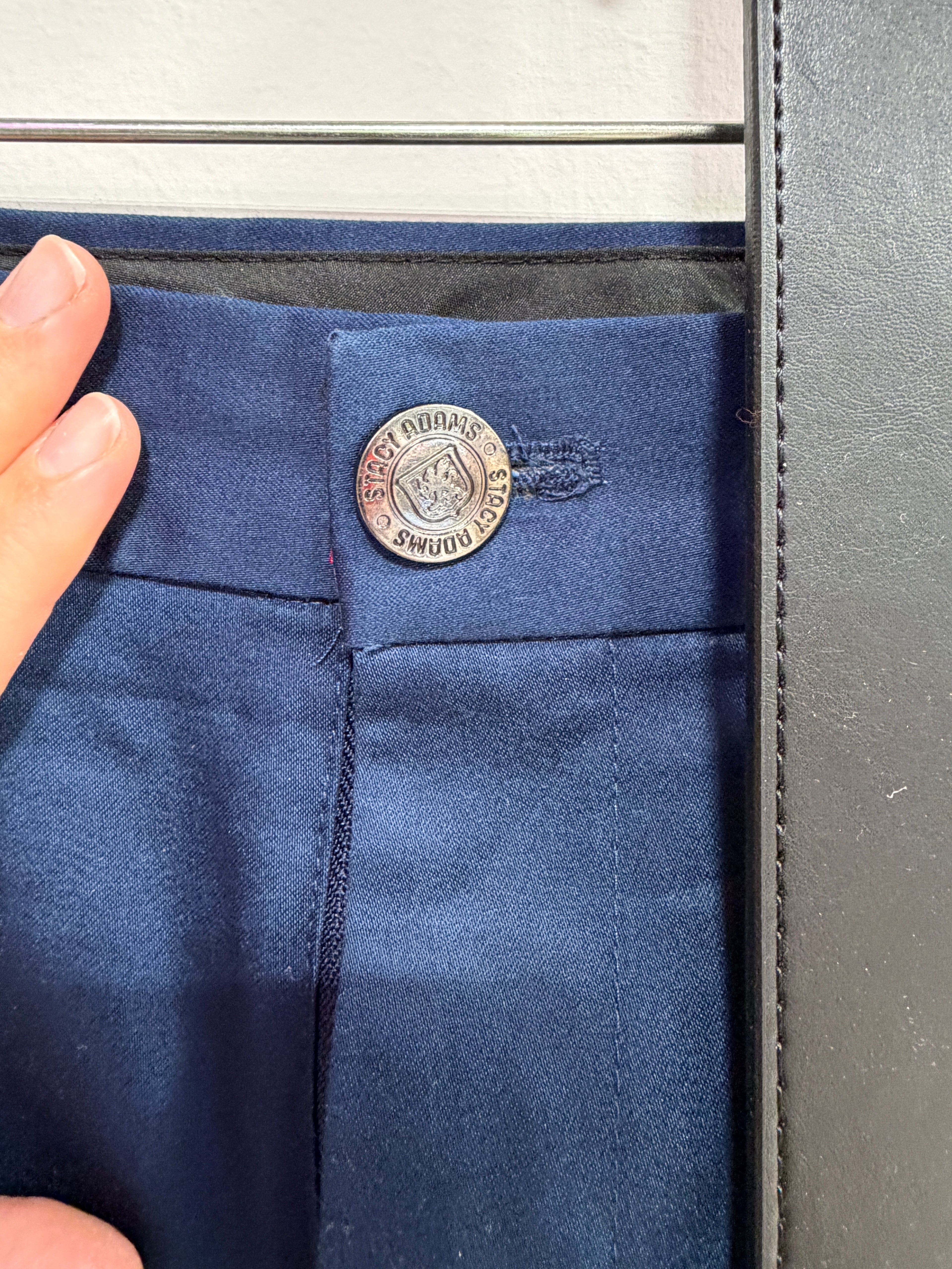 Stacy adams classic navy blue men's chino trousers sz 34W/32 & black goodfellows belt sz M