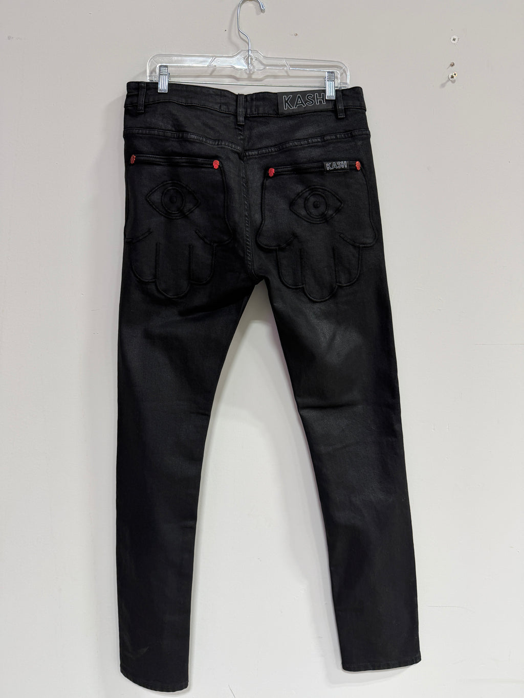 Kash denim black wax skinny jeans men's sz 32