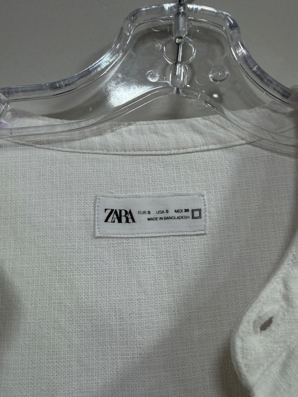 Zara white long-sleeve mandarin collar shirt men's sz S