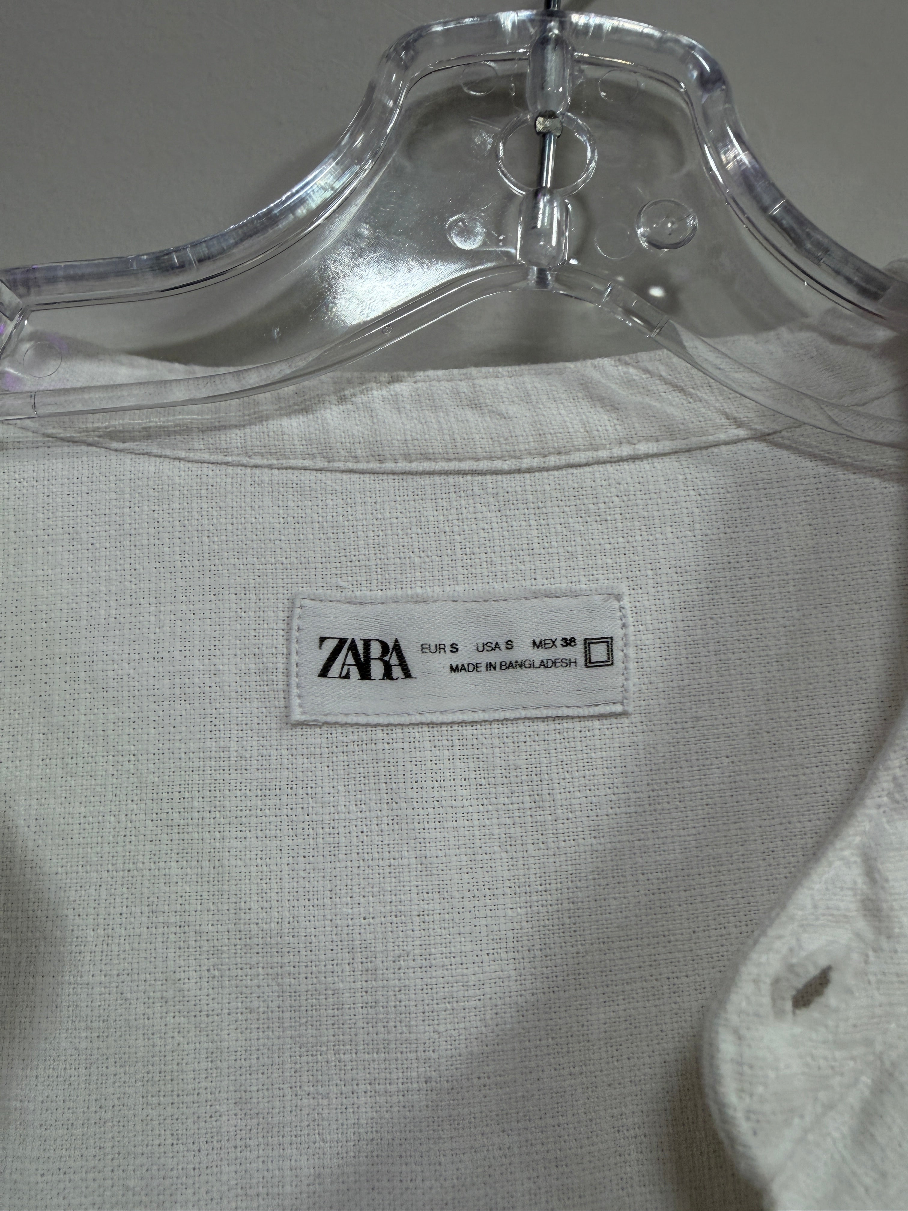 Zara white long-sleeve mandarin collar shirt men's sz S
