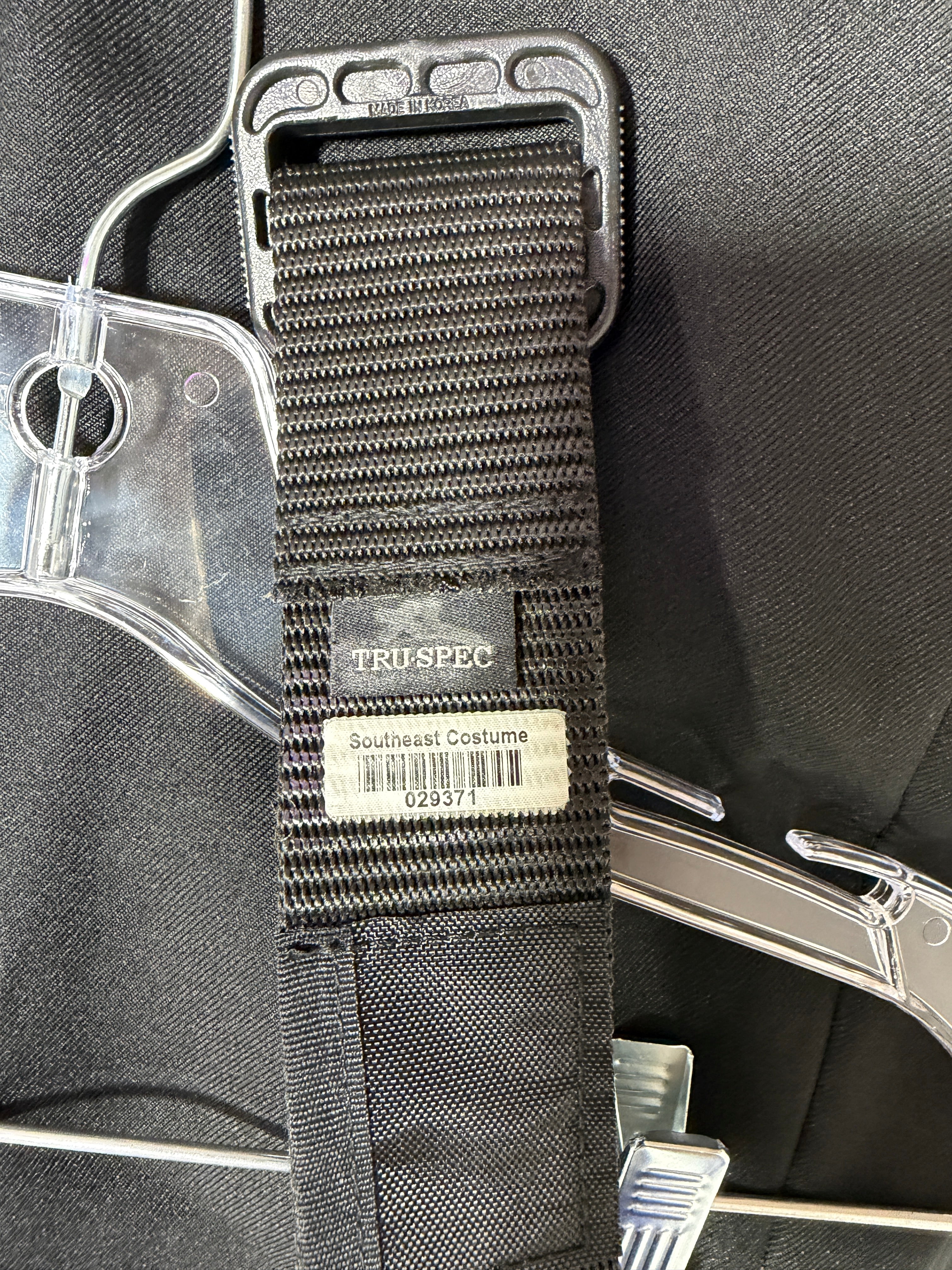 Security uniform: trousers (sz 38), button-down shirt (sz XL), & utility belt