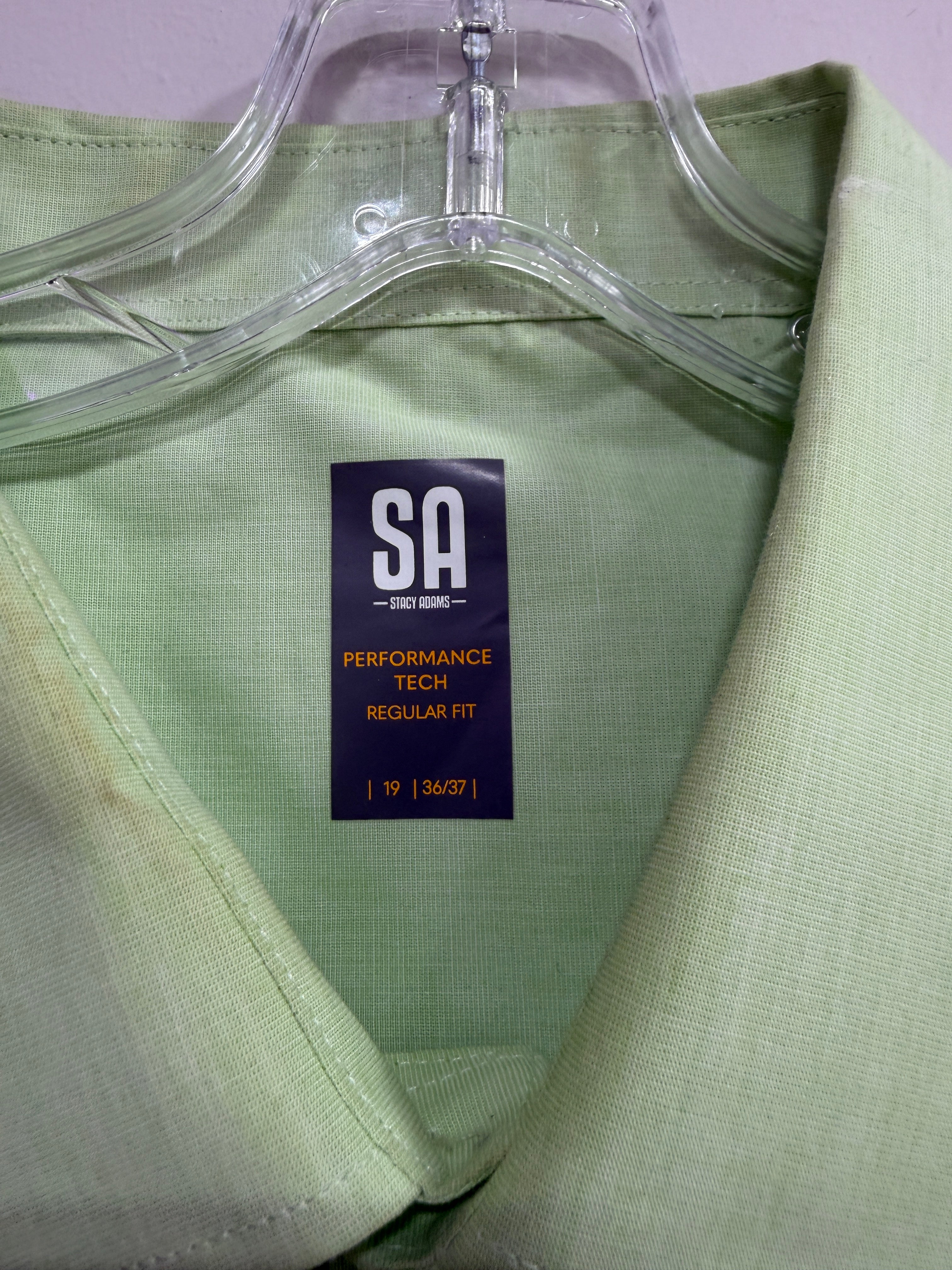 Stacy Adams Performance Tech regular fit dress shirt sz 19 with 36/37 sleeve length
