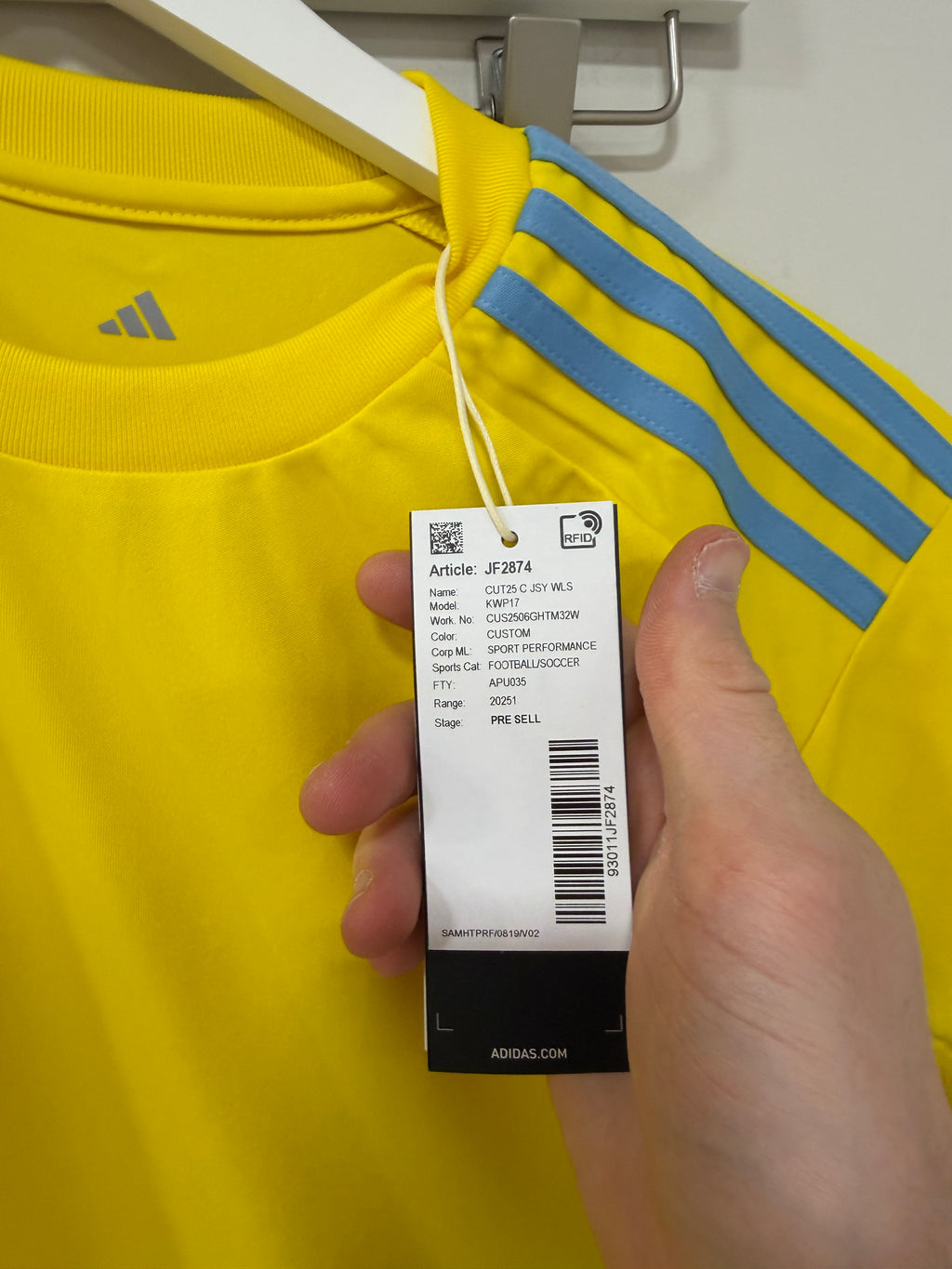Adidas Youth Jersey Yellow/Blue Sz S