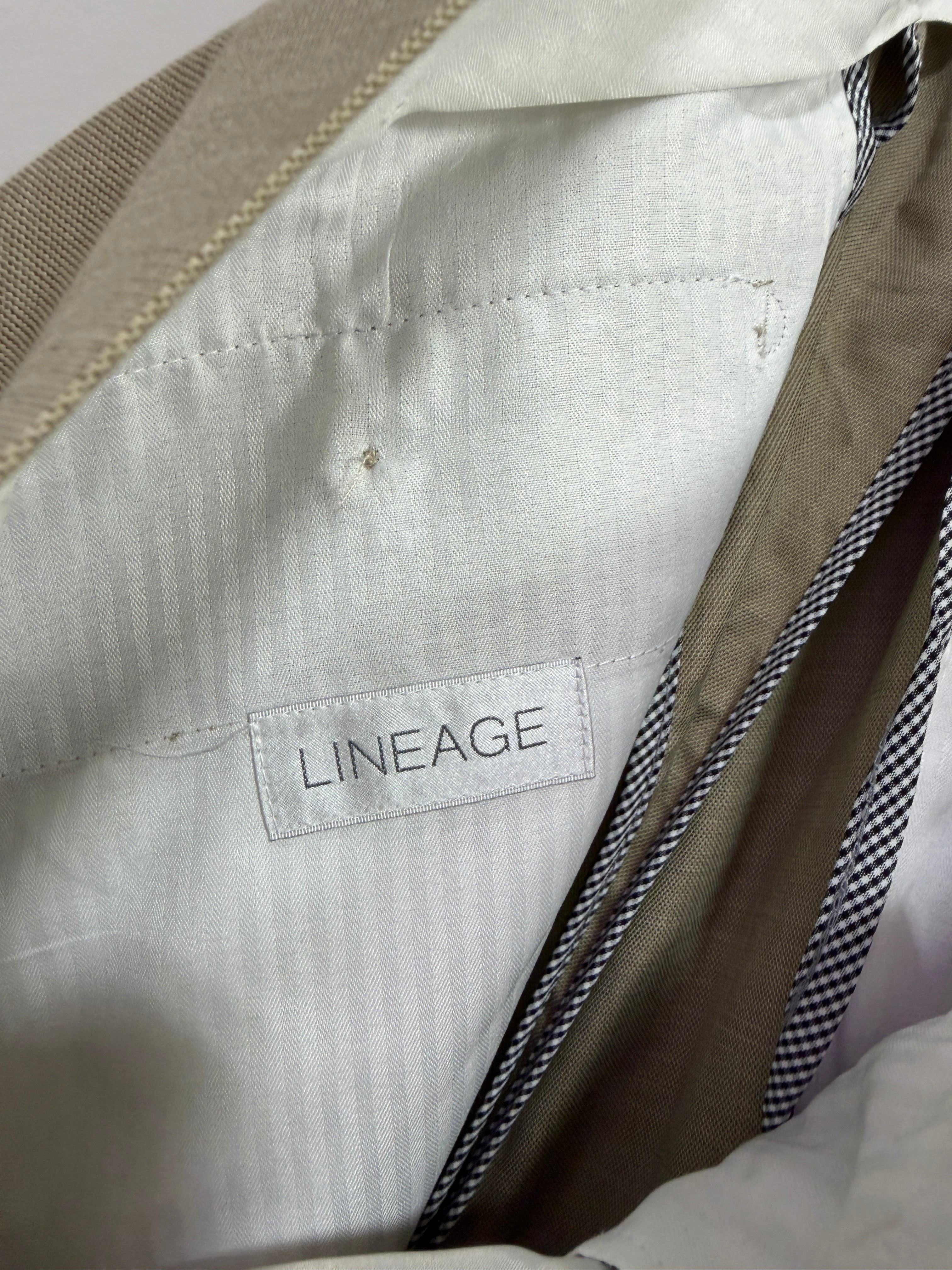 Lineage tan two piece suit sz W40 trousers