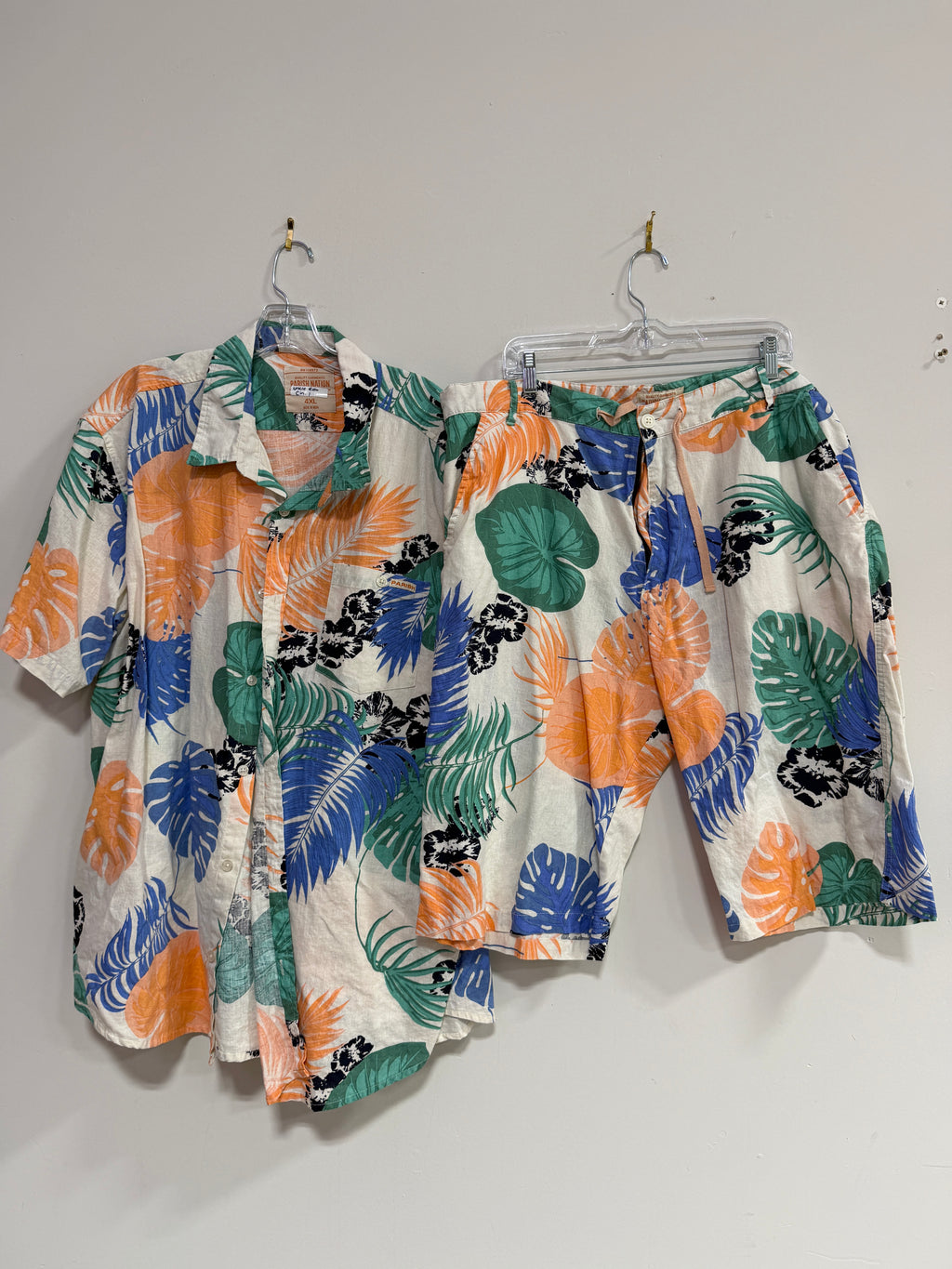Parish Nation men's Hawaiian-style tropical print set in size 4XL