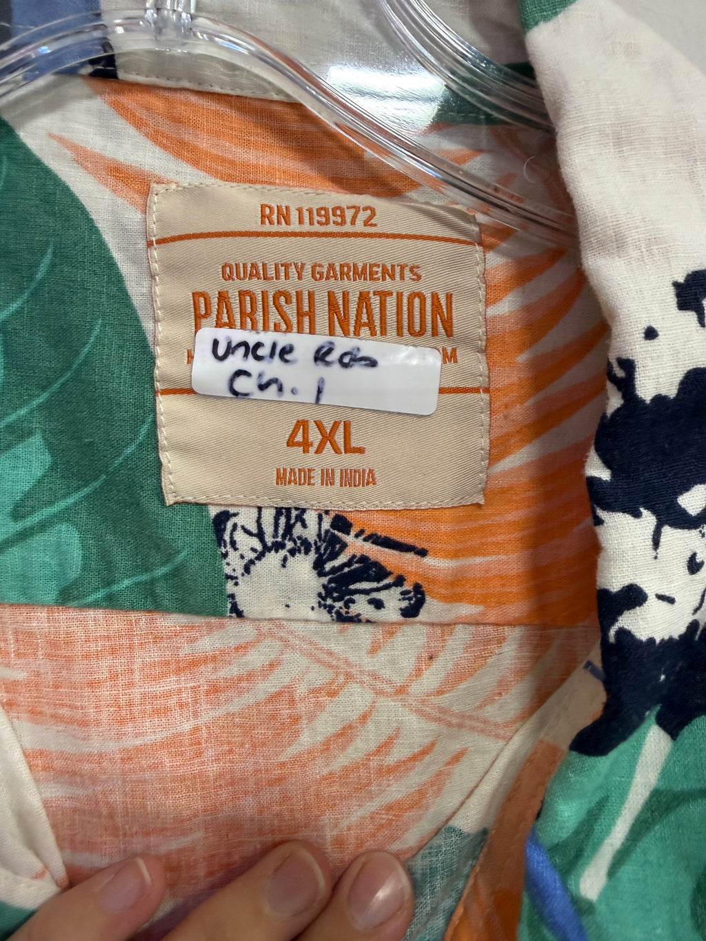 Parish Nation men's Hawaiian-style tropical print set in size 4XL
