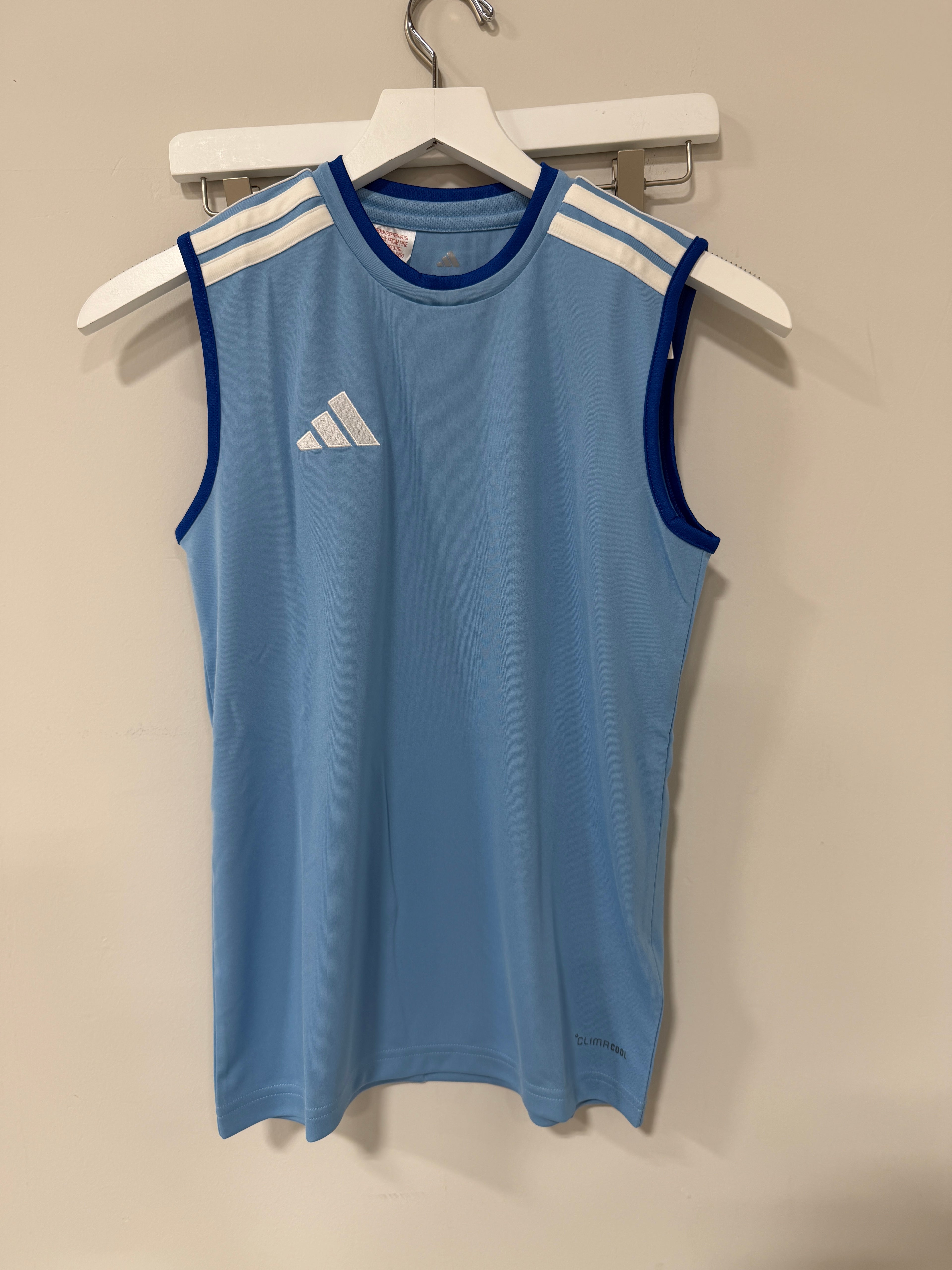 Adidas Custom Entrada 26 Sleeveless Jersey Youth Blue Sz M