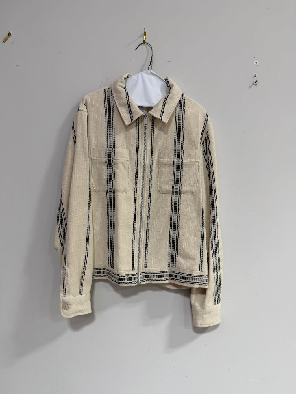 ZARA Textured Overshirt Light Jacket Zipper Size M