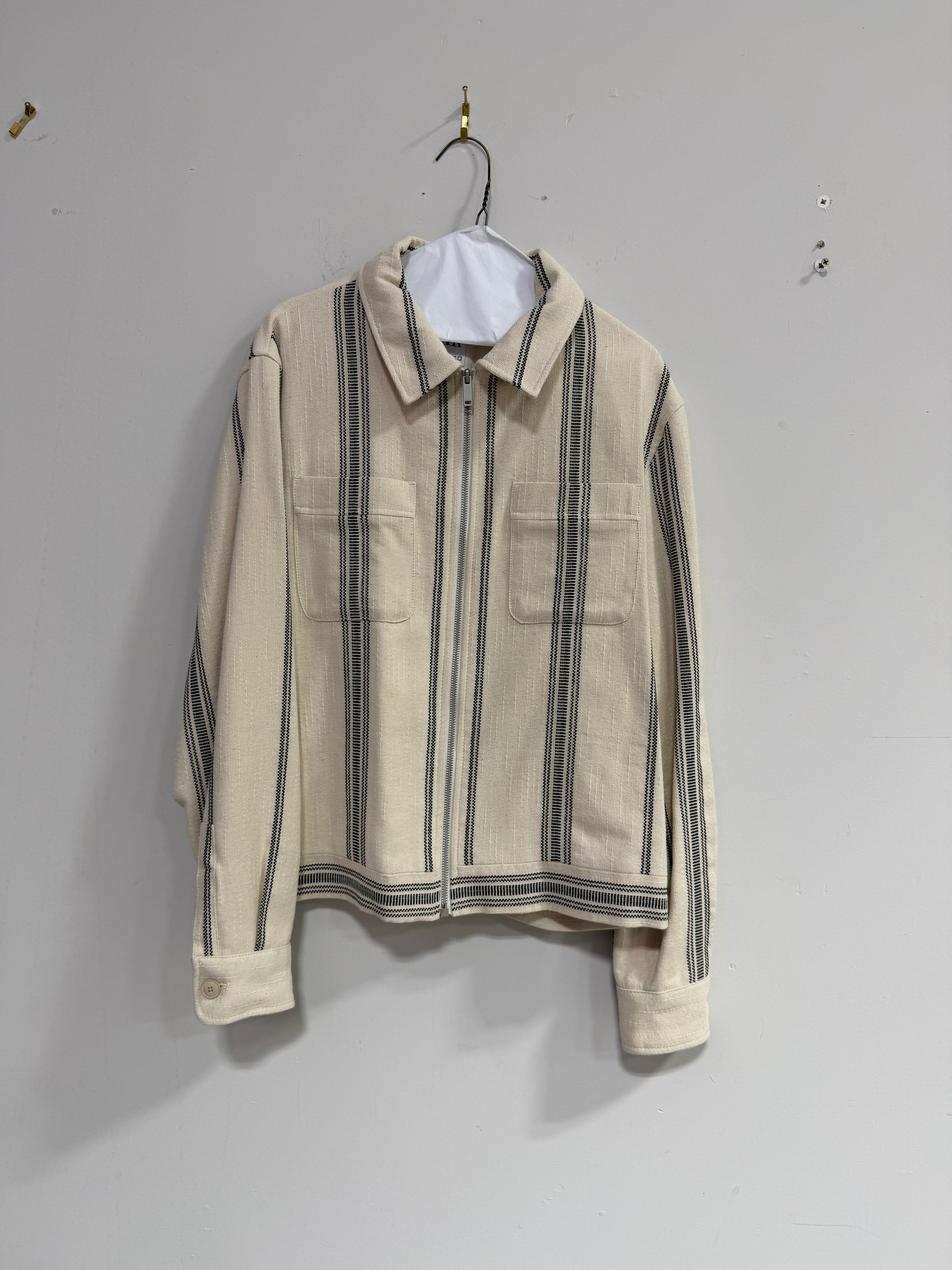 ZARA Textured Overshirt Light Jacket Zipper Size M